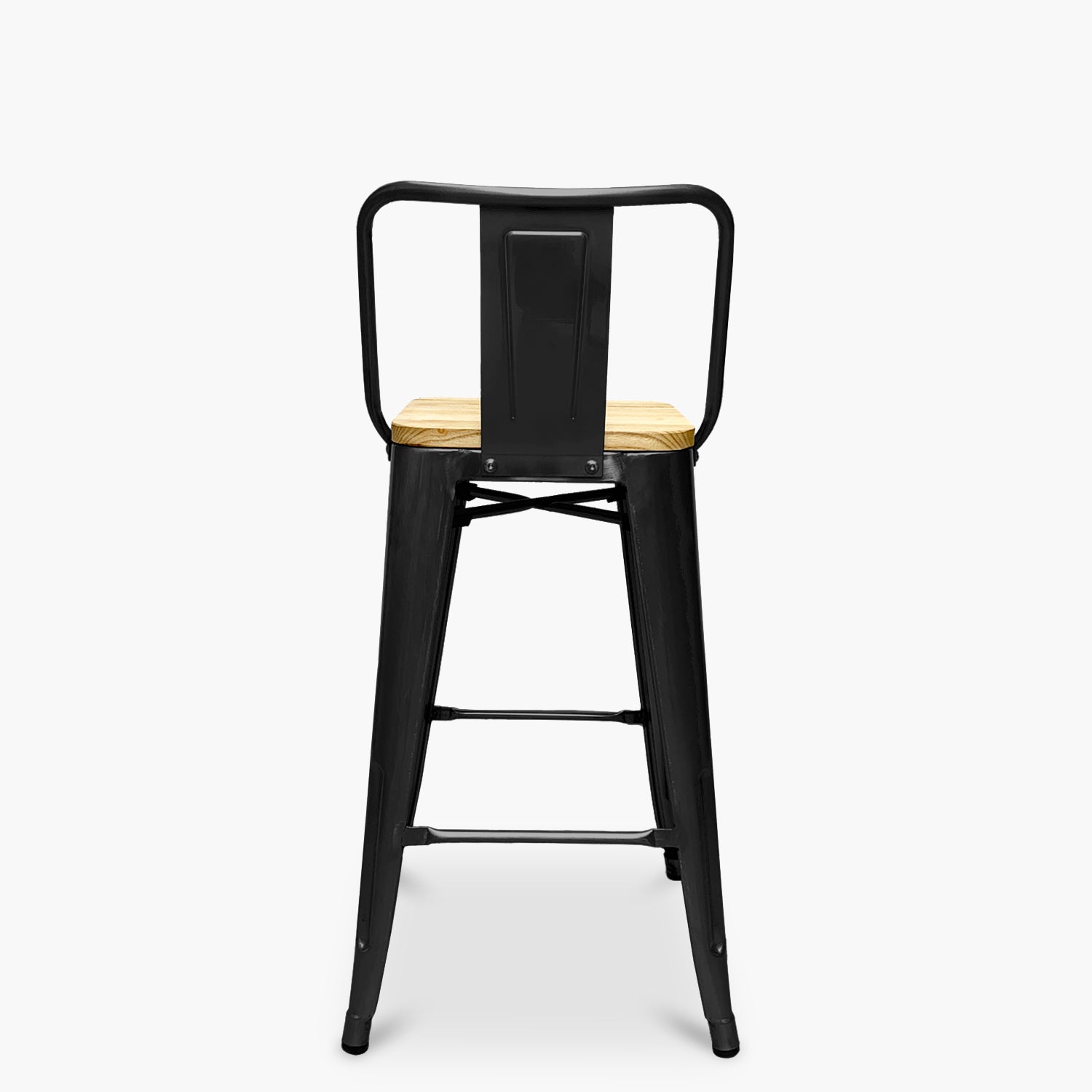 Taburete Medio 66 Tolix Madera c/resp Negro