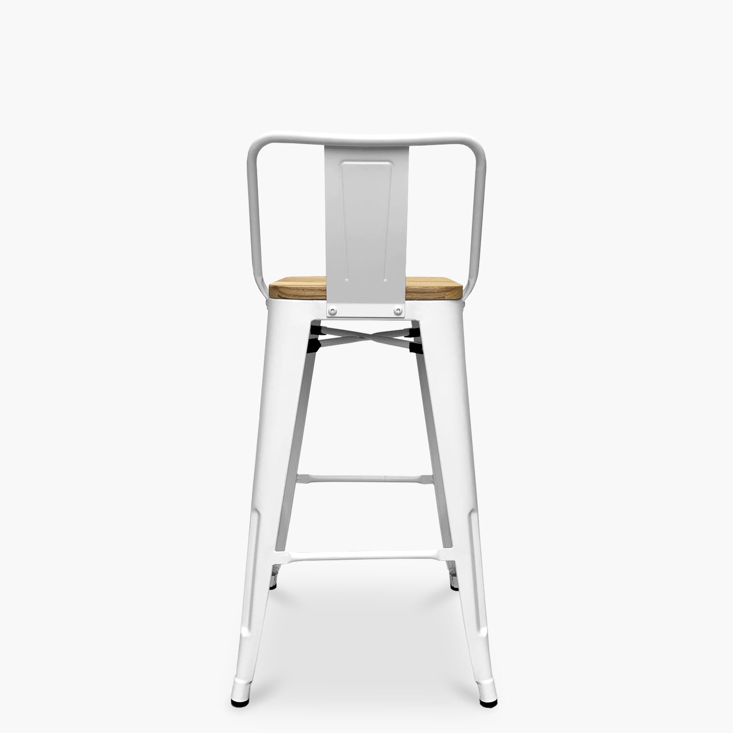 Taburete Medio 66 Tolix Madera c/resp Blanco