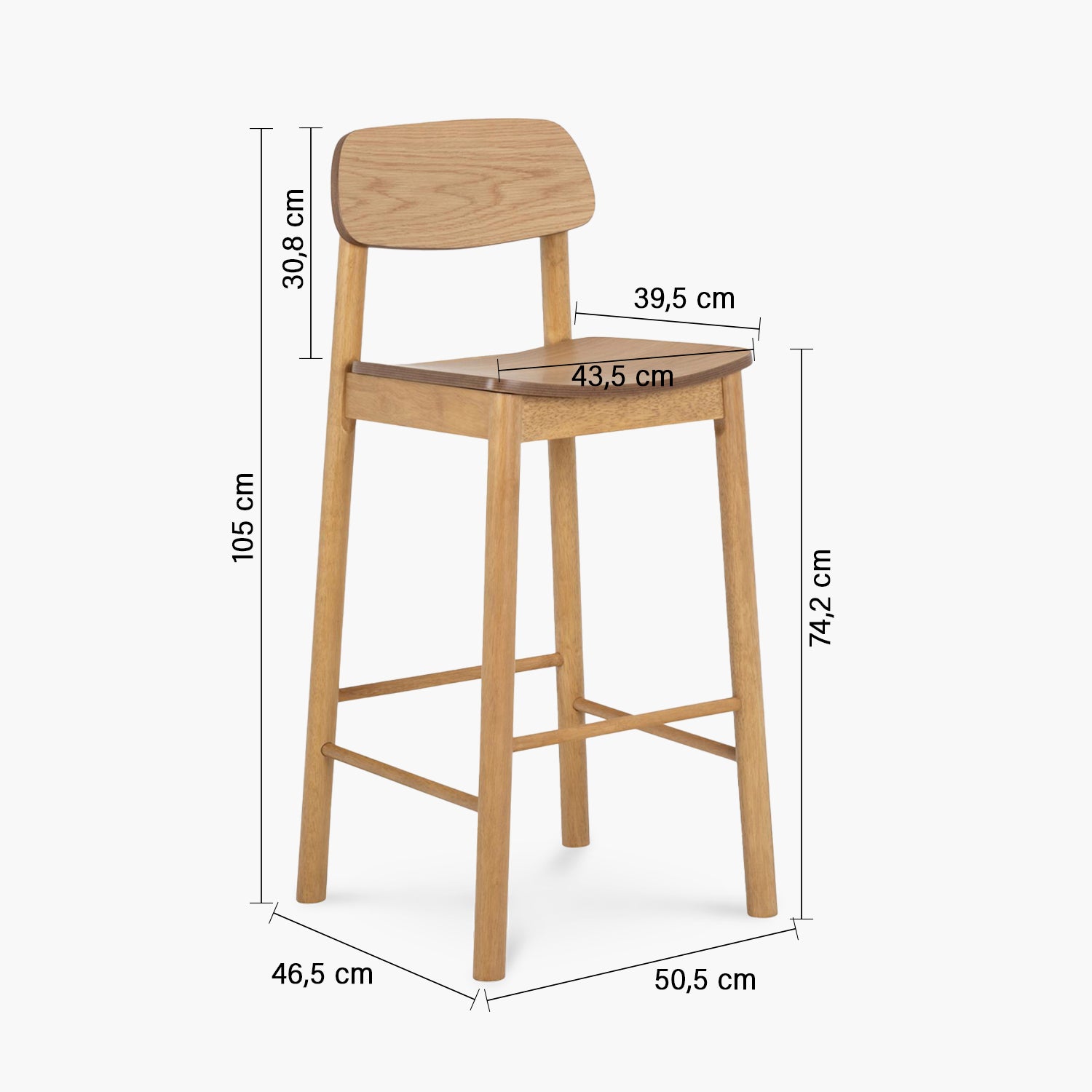 Pack 2 Taburete Madera Owen Natural