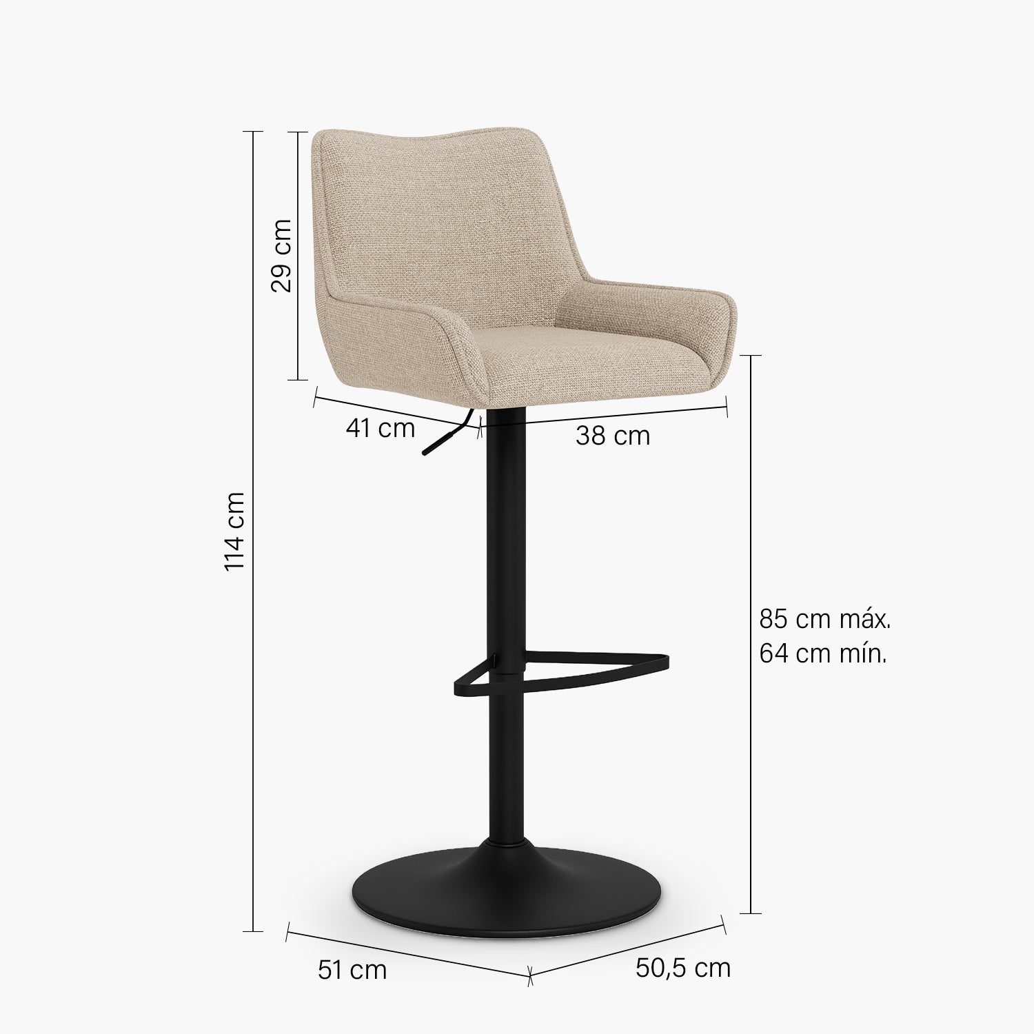 Pack 2 Taburete Tapiz Eddie Beige