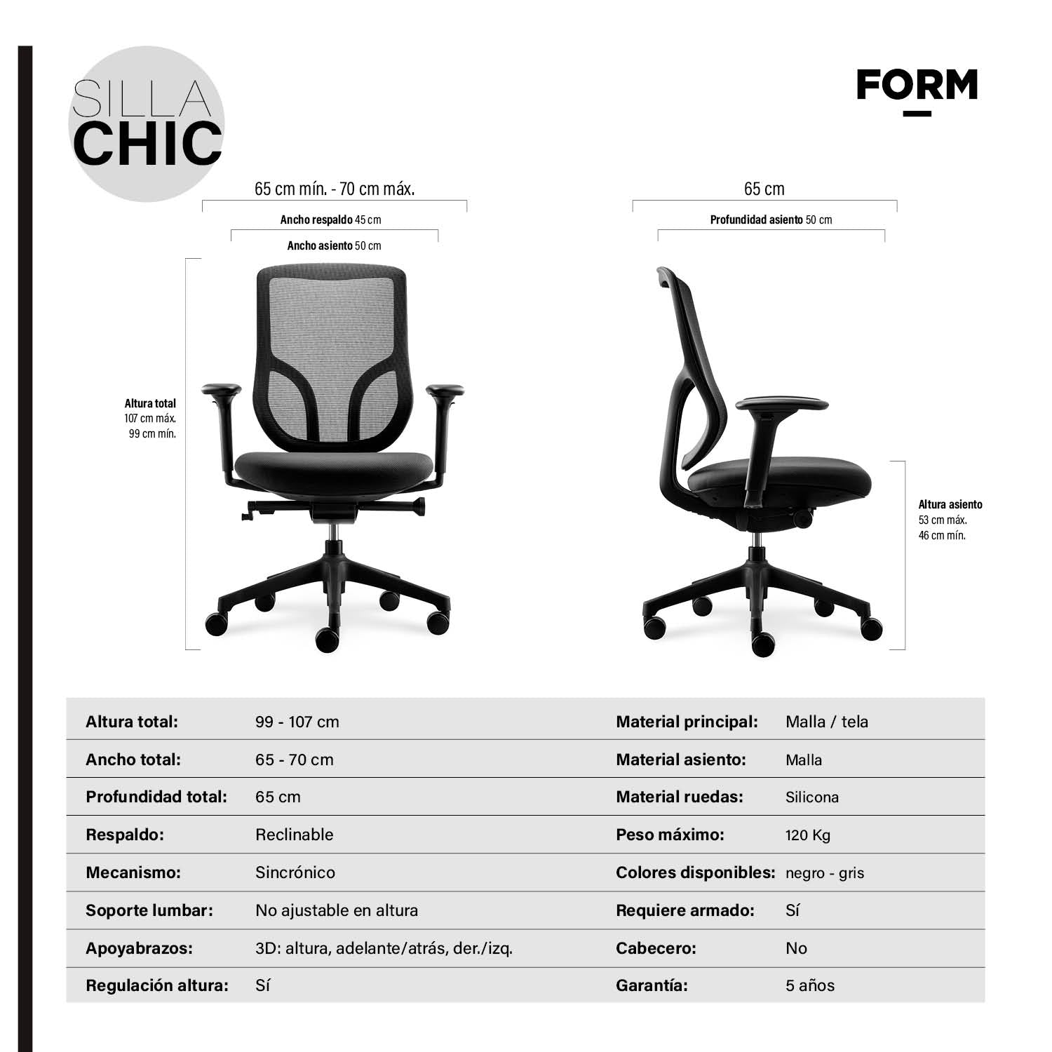 Silla oficina Chic Negro