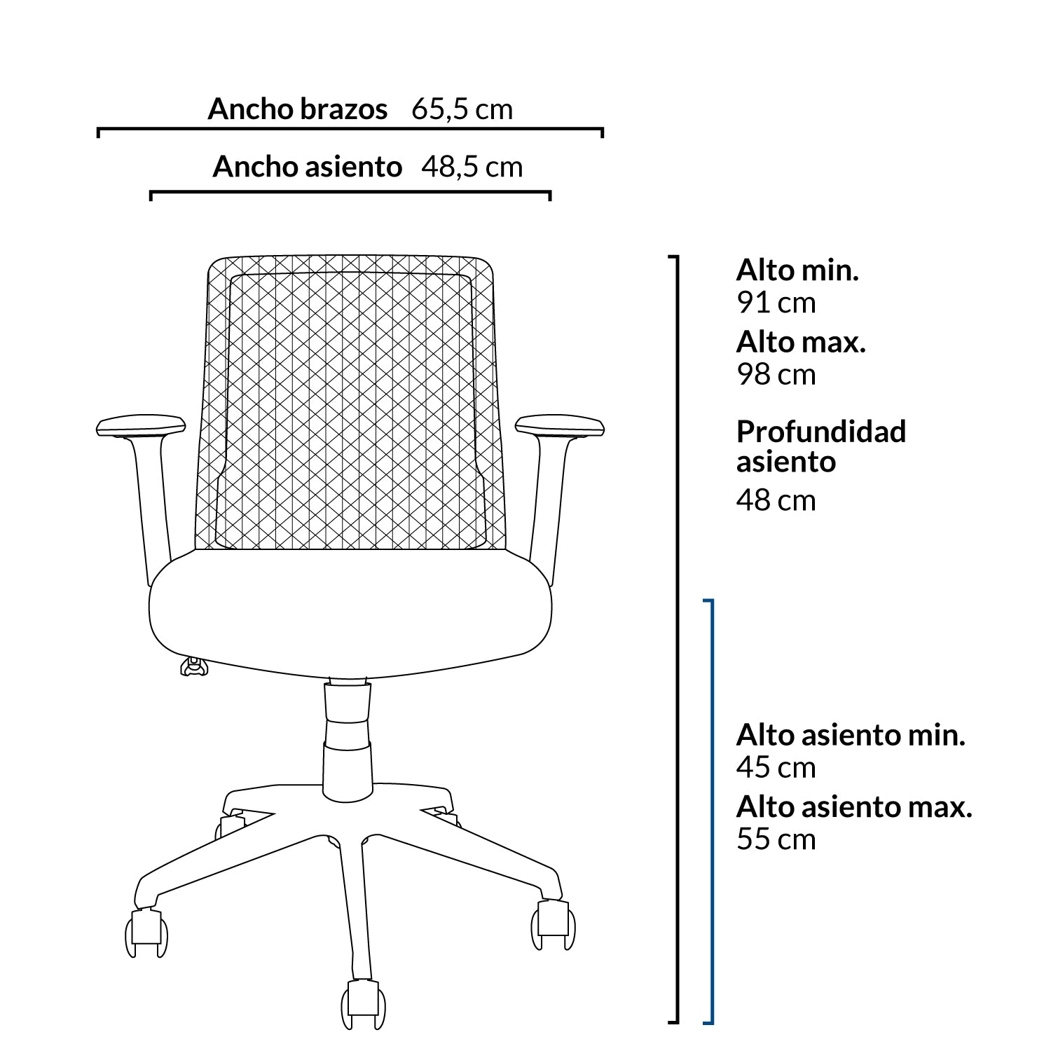 Silla de escritorio Cuba Media Br Fijo Negro