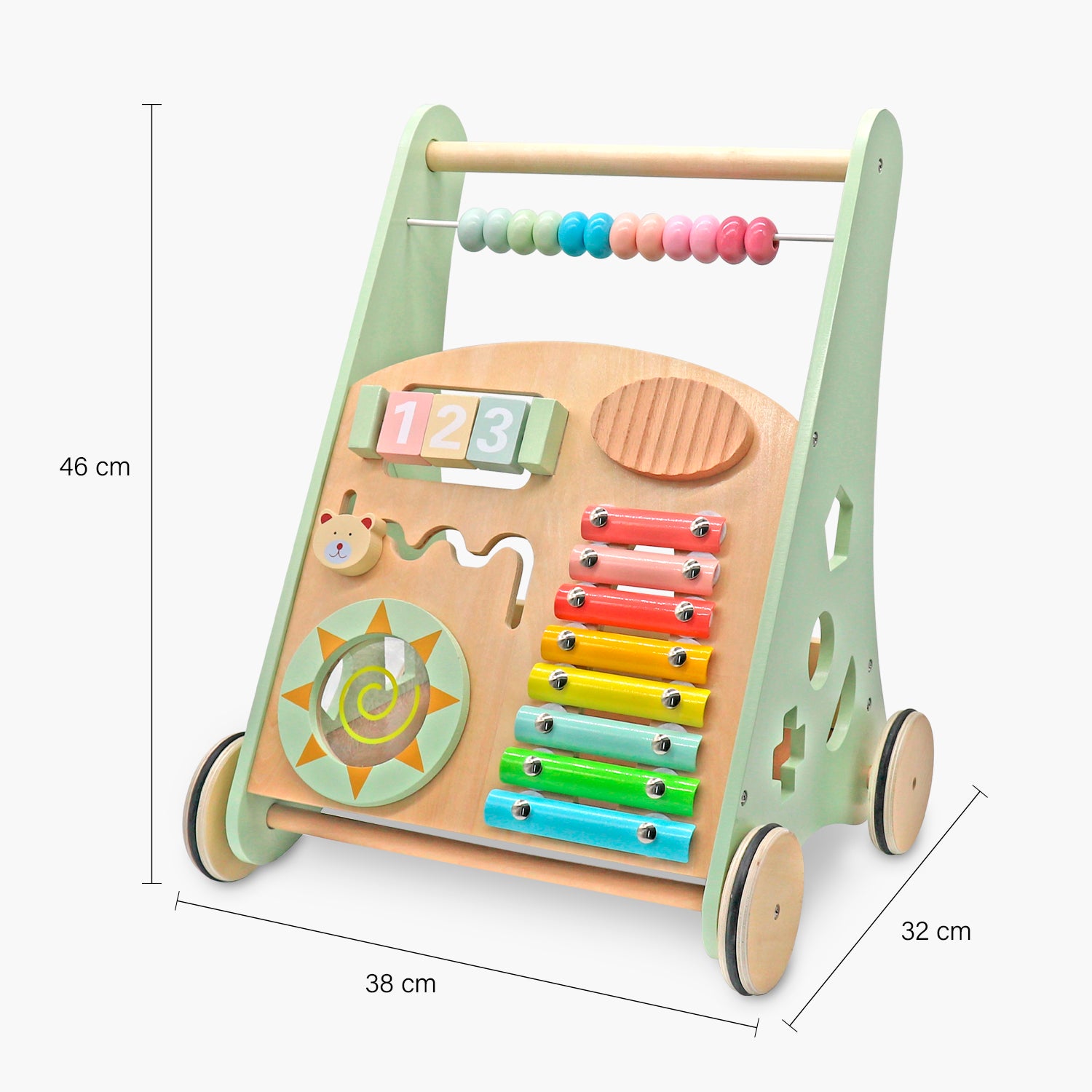 Andador Interactivo Infantil de Madera Martín Verde