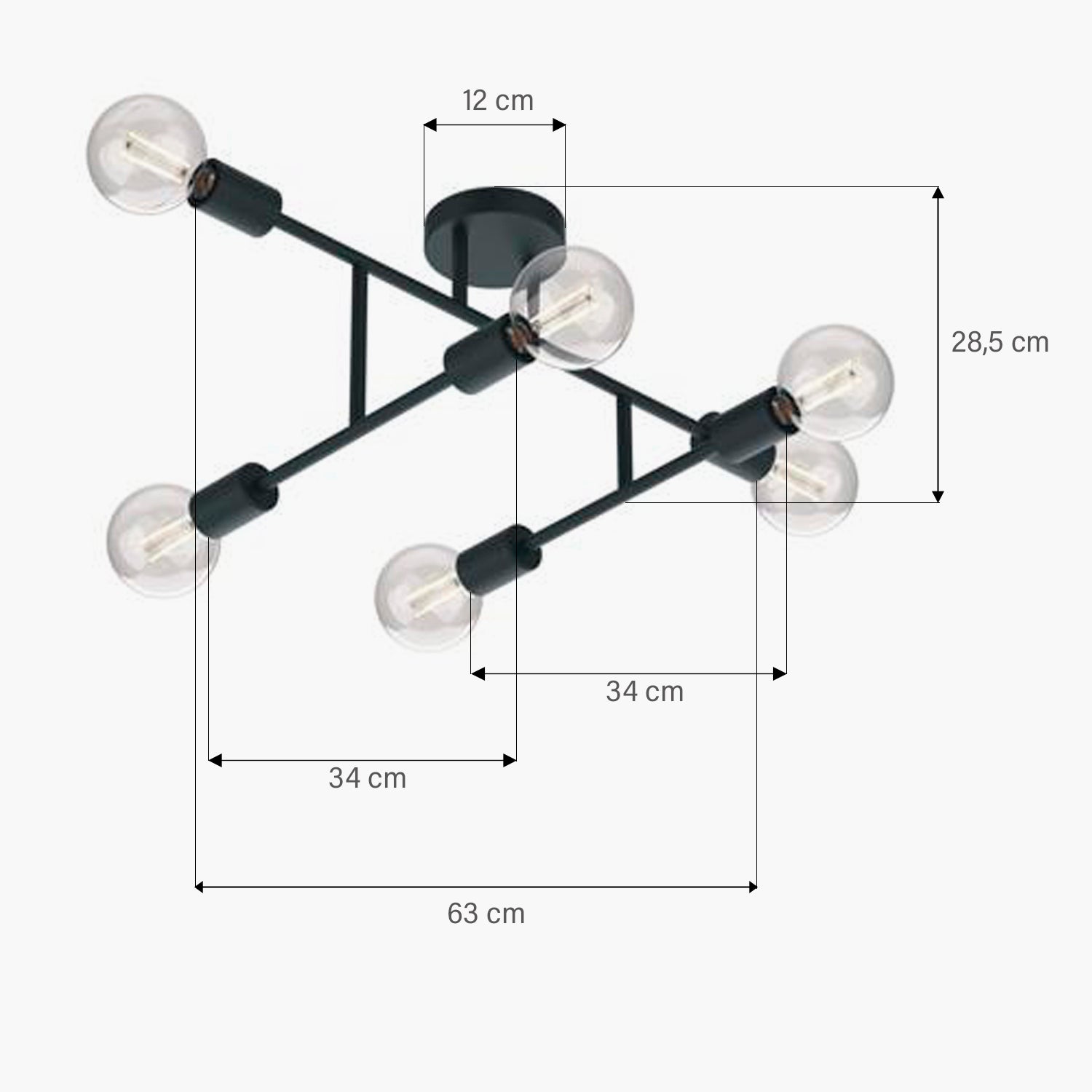 Lámpara de Techo Lexie x6 Negro