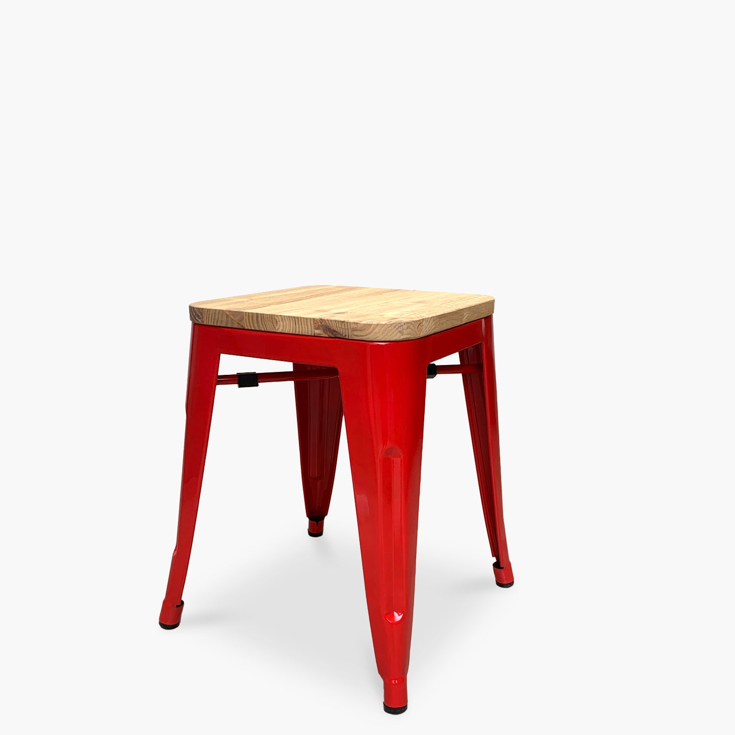 Piso Tolix Asiento Madera Rojo