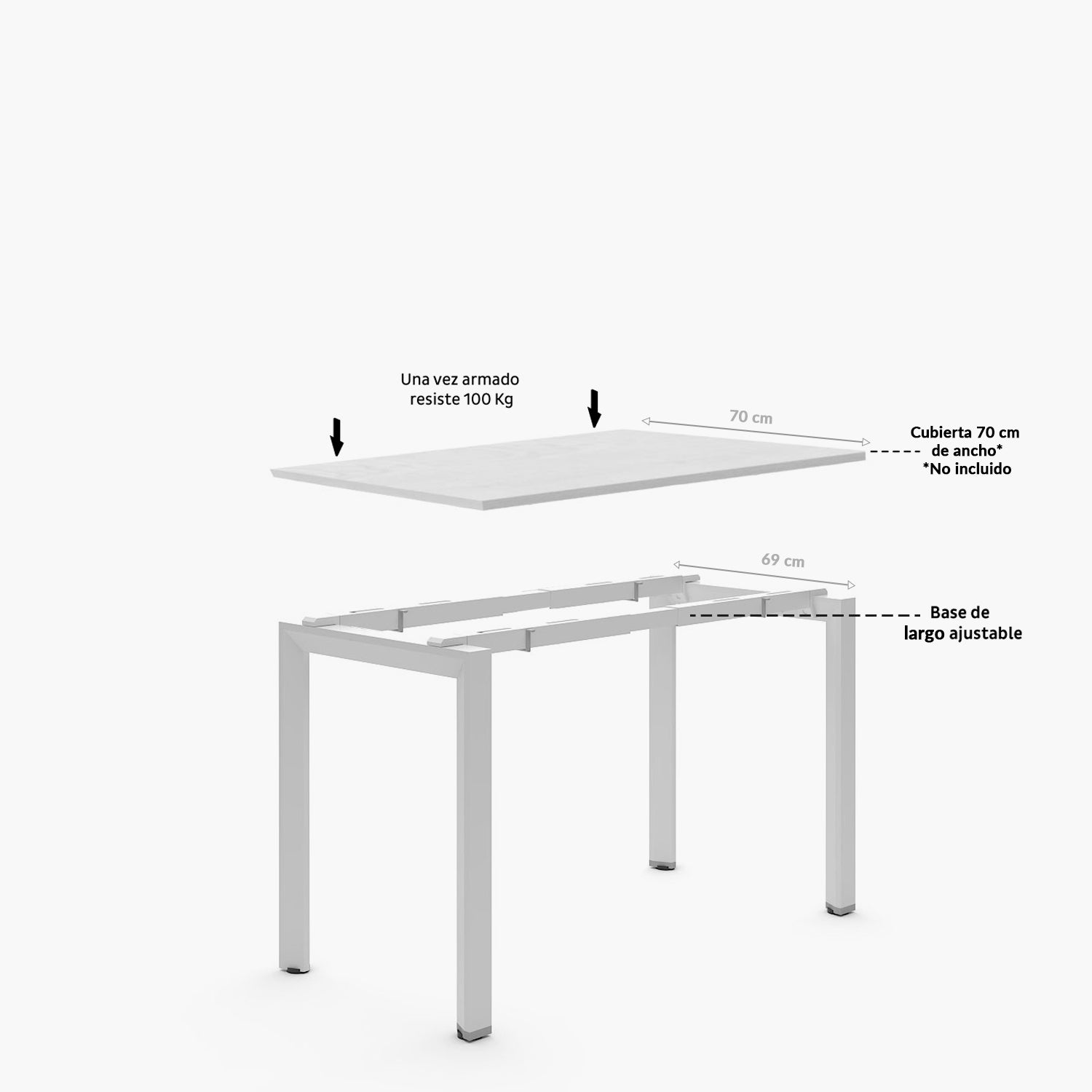 Base de Escritorio Neo Extensible 140 - 200 x 70 Blanco