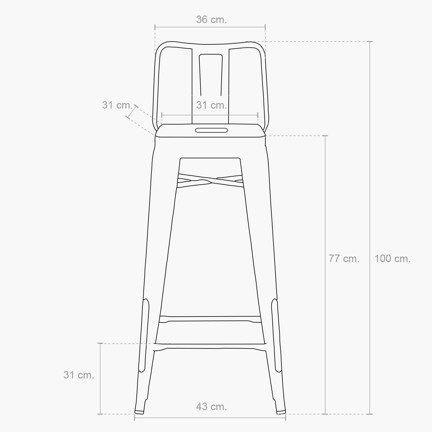 Taburete Alto 77 Tolix c/resp Metal