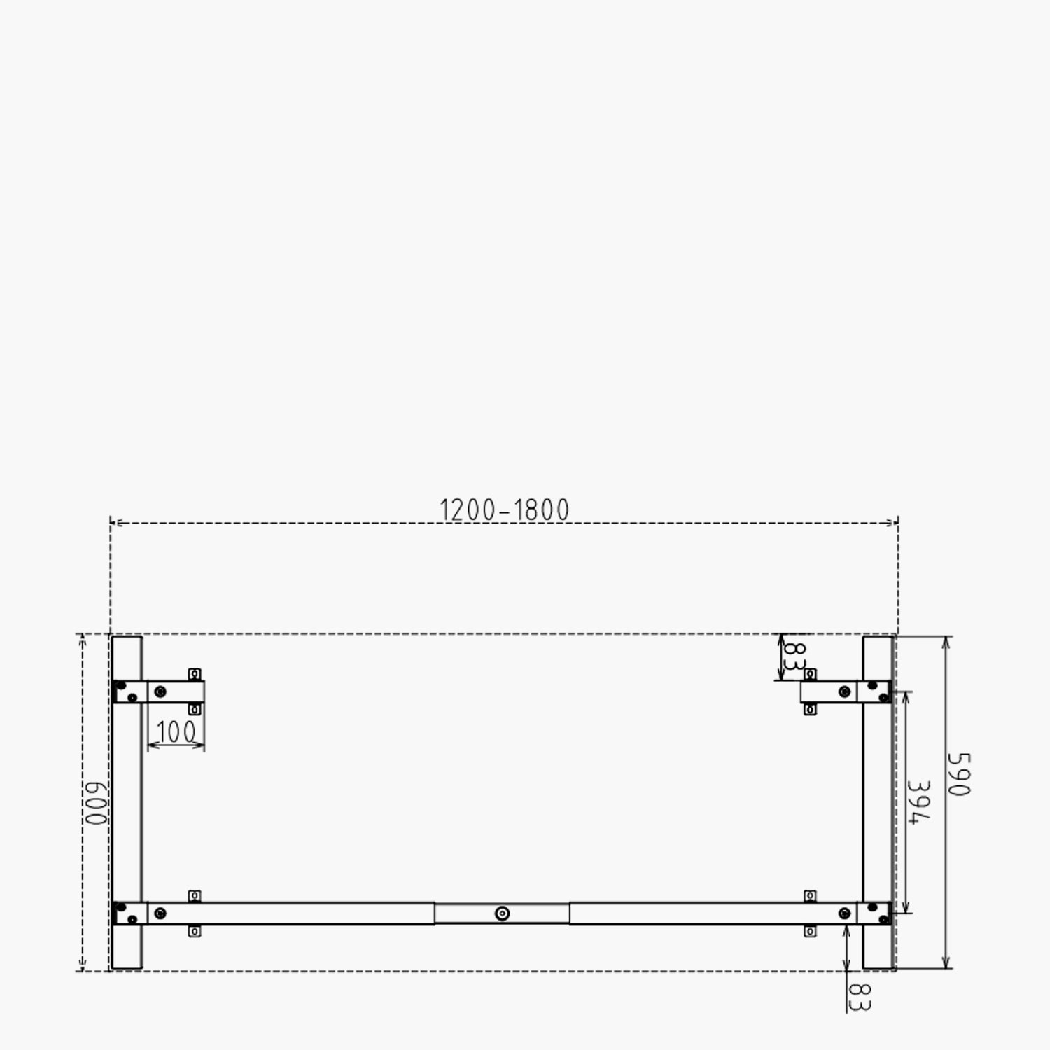 Base de Escritorio Neo Extensible 120 - 180 x 60 Gris claro