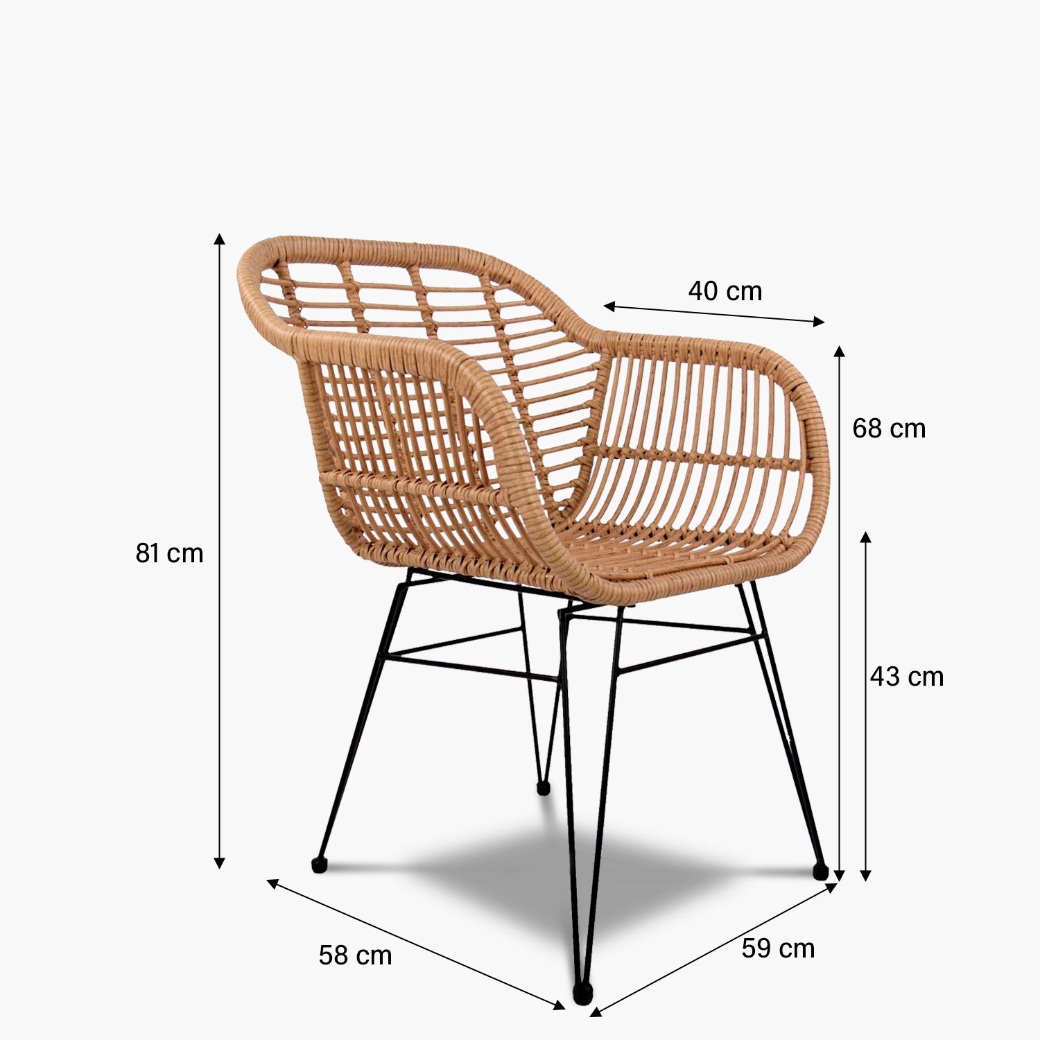 Silla Comedor c/brazo ratan sintetico Creta