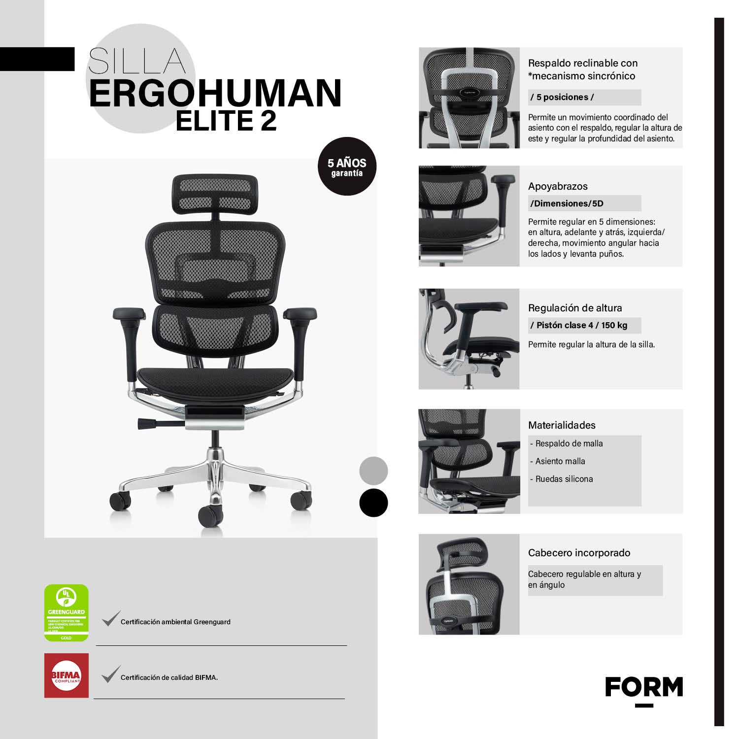 Silla Ergohuman Elite 2 Negro