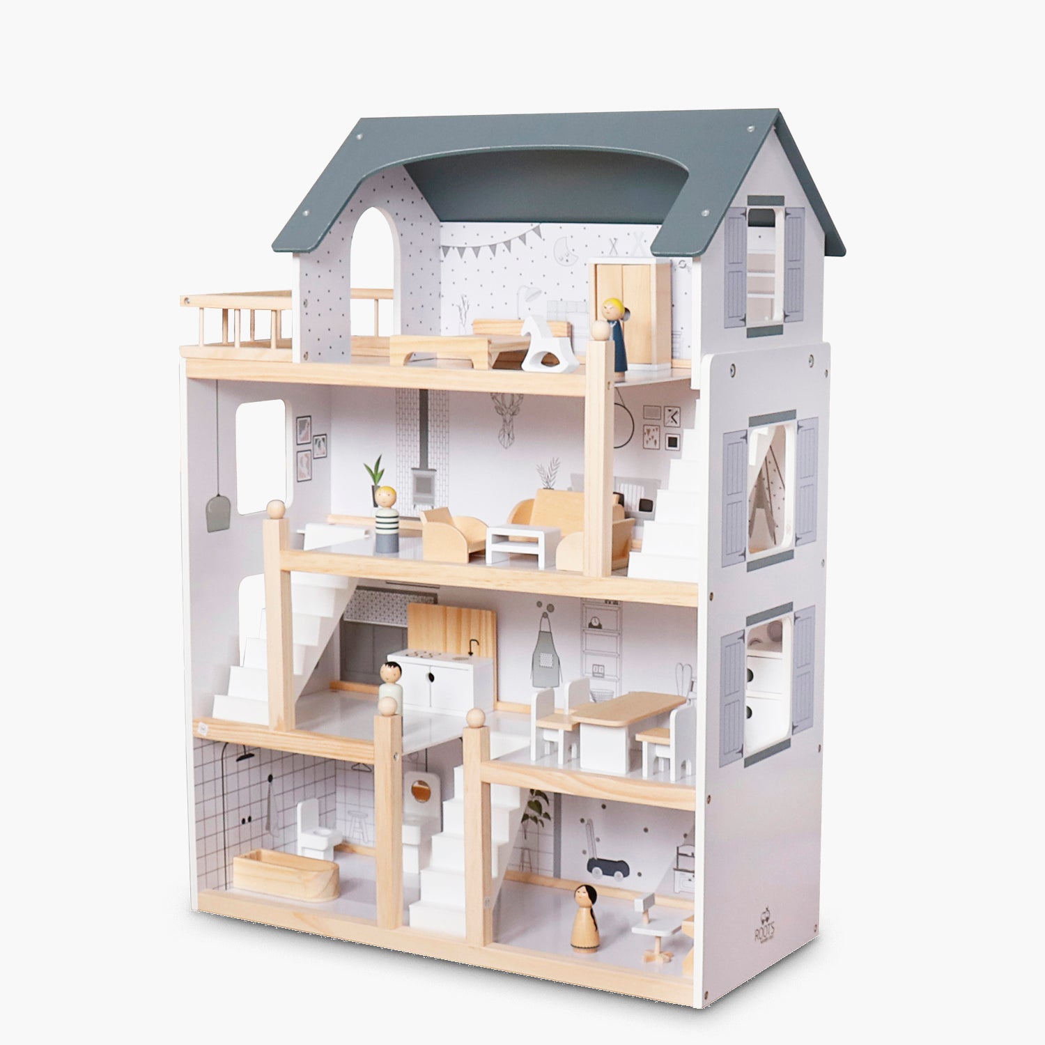 Casita de Muñecas Infantil de Madera Agustina Multicolor