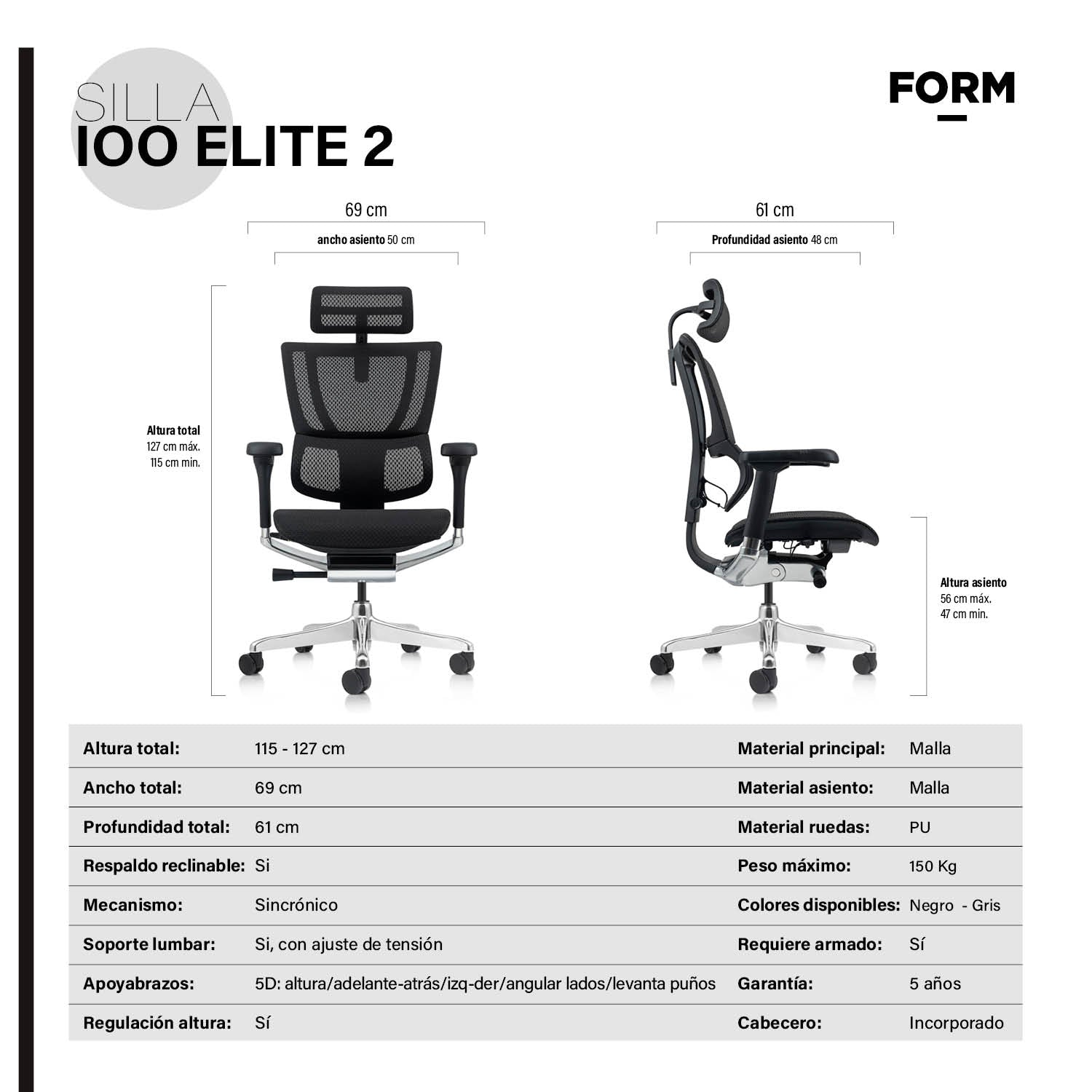 Silla IOO Elite 2 Negro