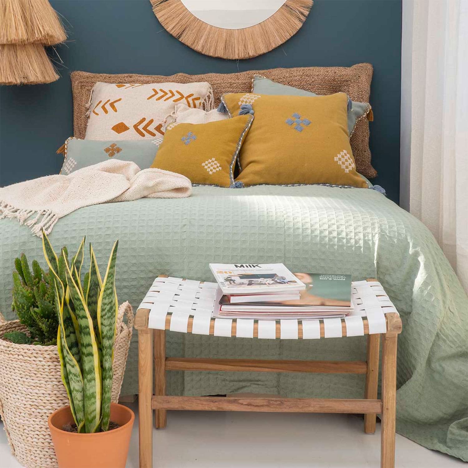 Cubrecama Panal 1 1/2 Plazas Verde