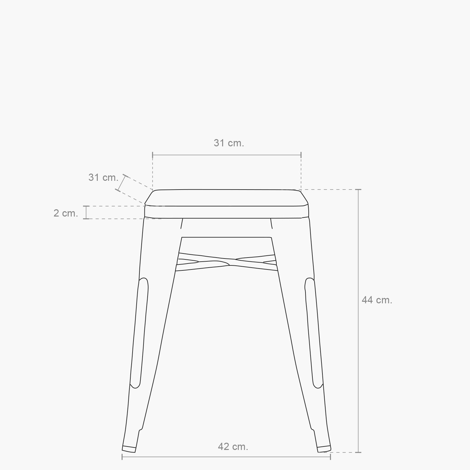 Piso Tolix Asiento Madera Blanco