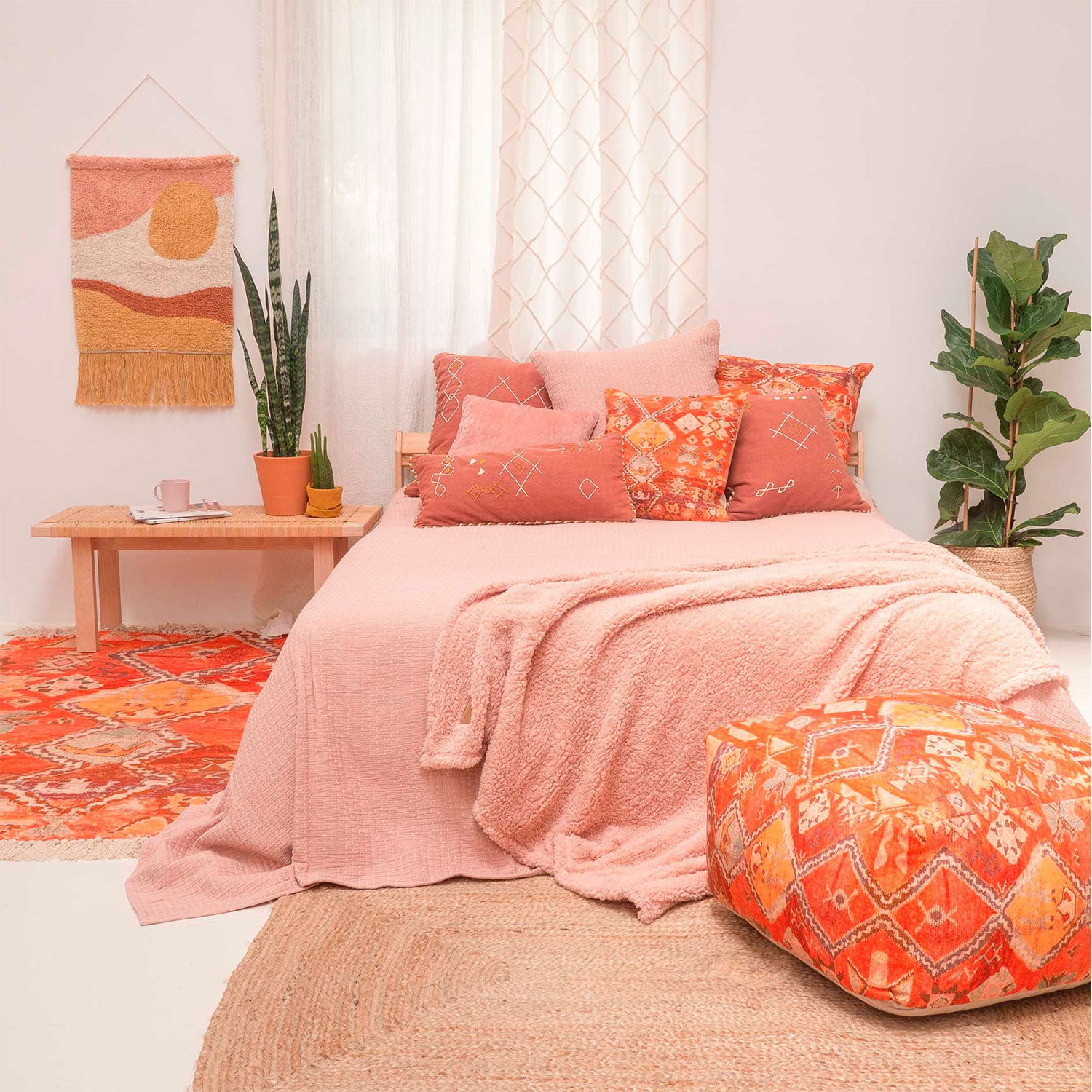 Cubrecama Agata 180x260 Rosado (cama 1 o 1 1/2 plazas)