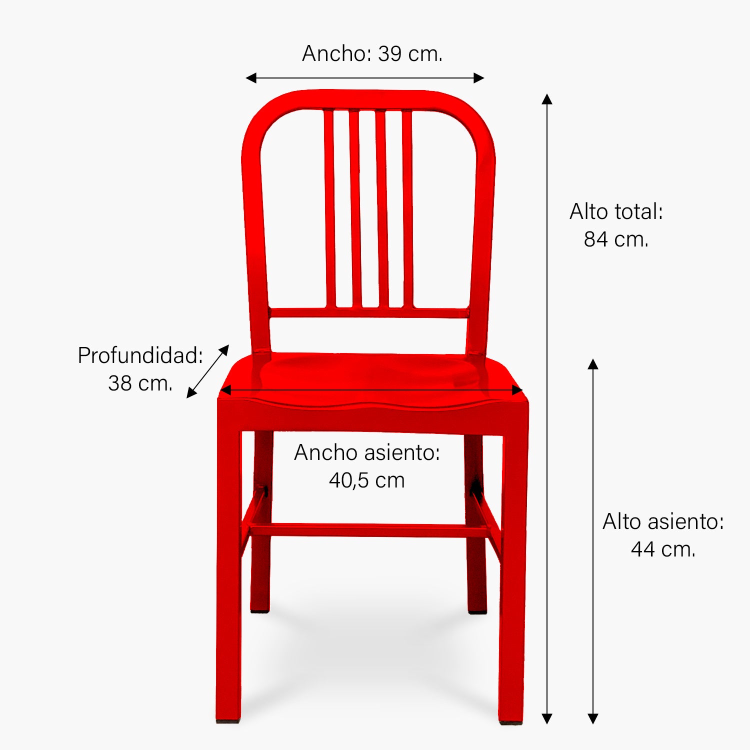 Silla Metálica Navy Rojo