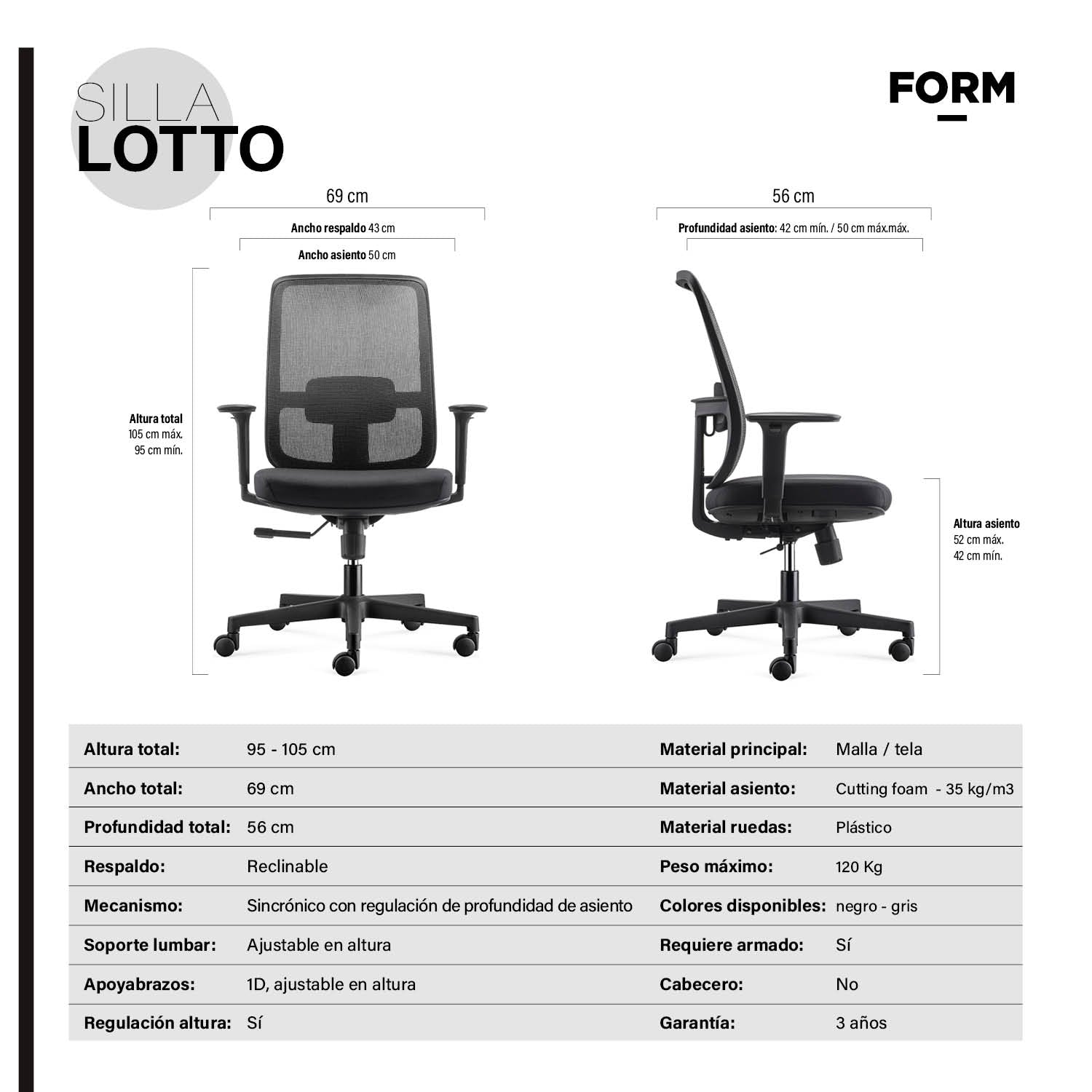 Silla Oficina Ejecutiva Lotto Negro