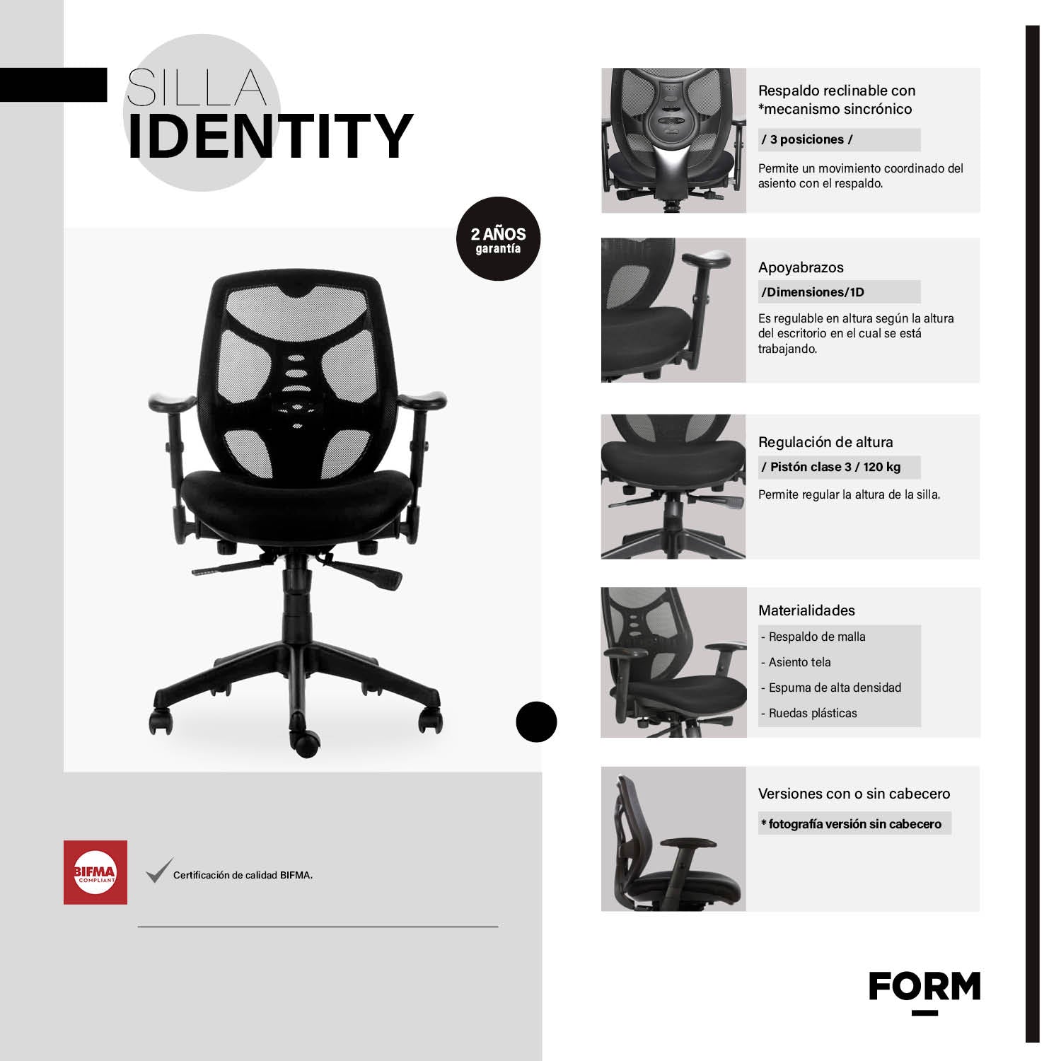 Silla Oficina Identity Base Nylon