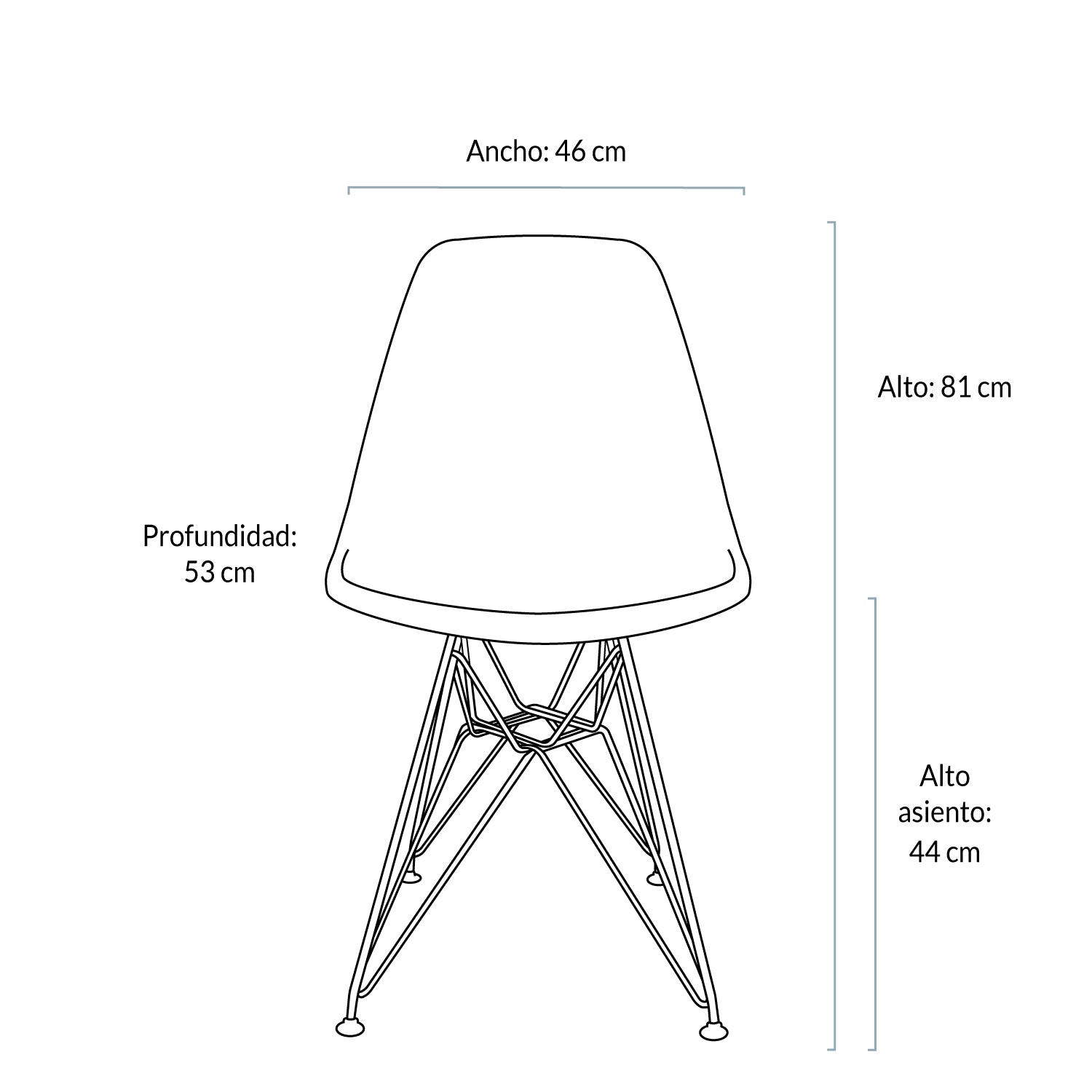 Silla DSW Réplica Eames Base metal Petroleo