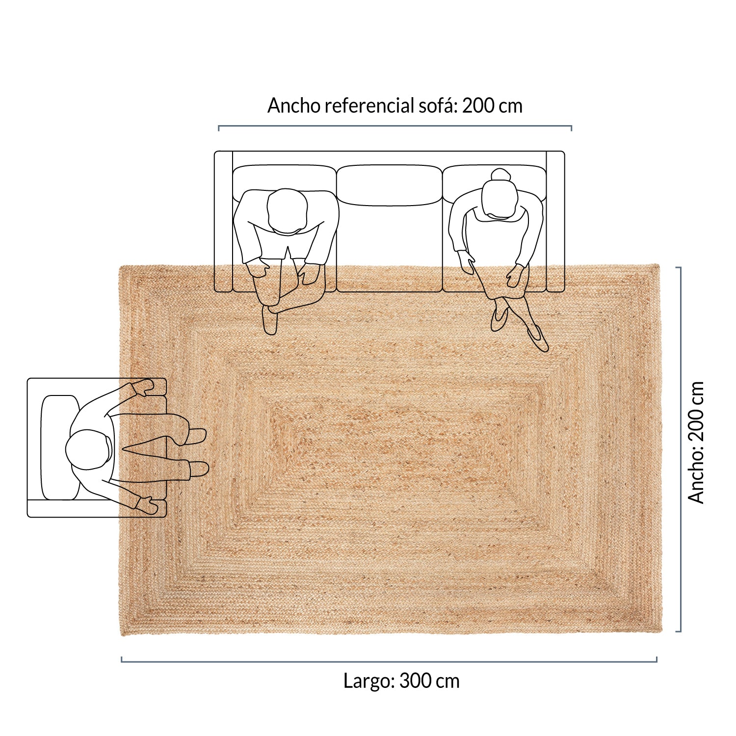 Alfombra Yute Kalahari 200x300 Crudo