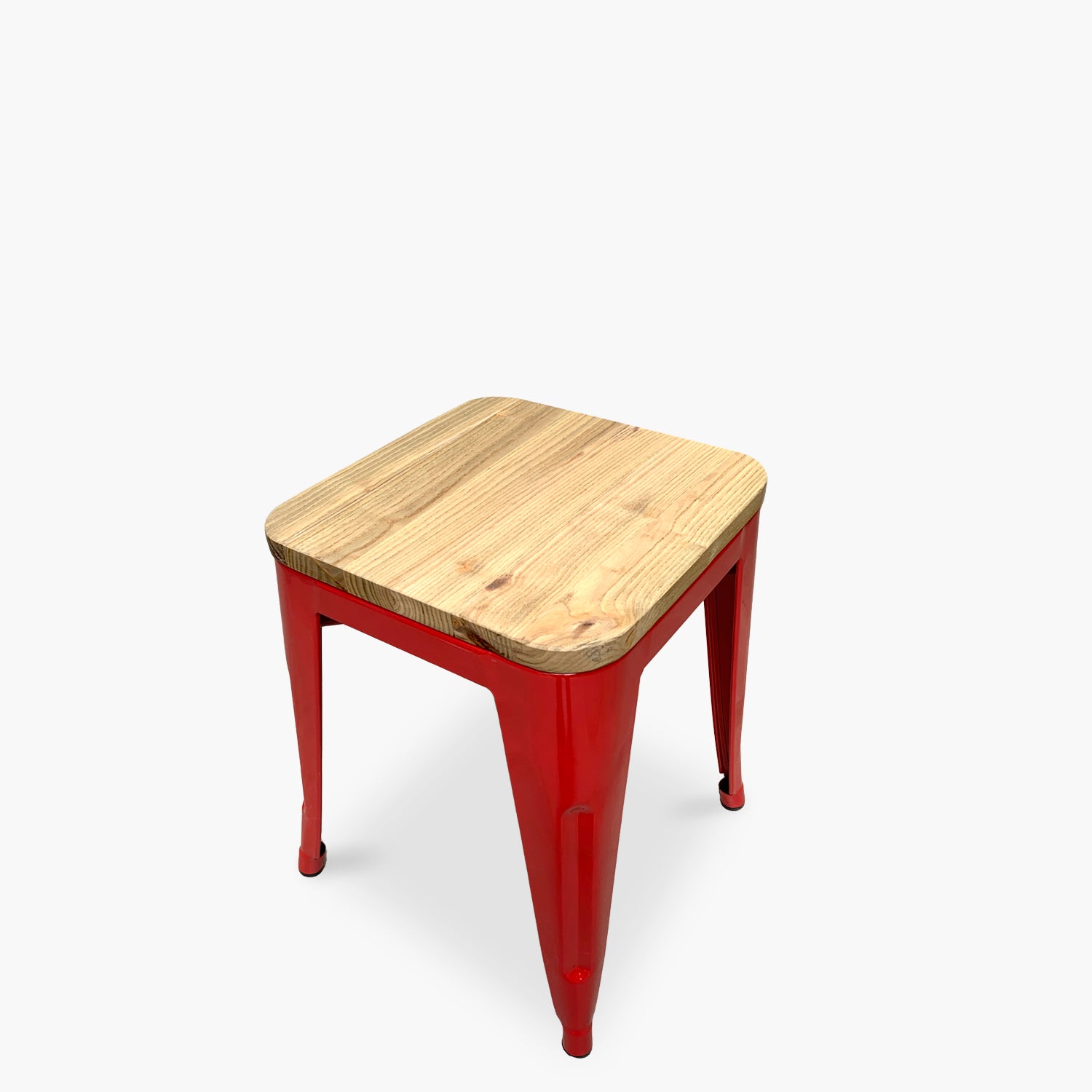 Piso Tolix Asiento Madera Rojo