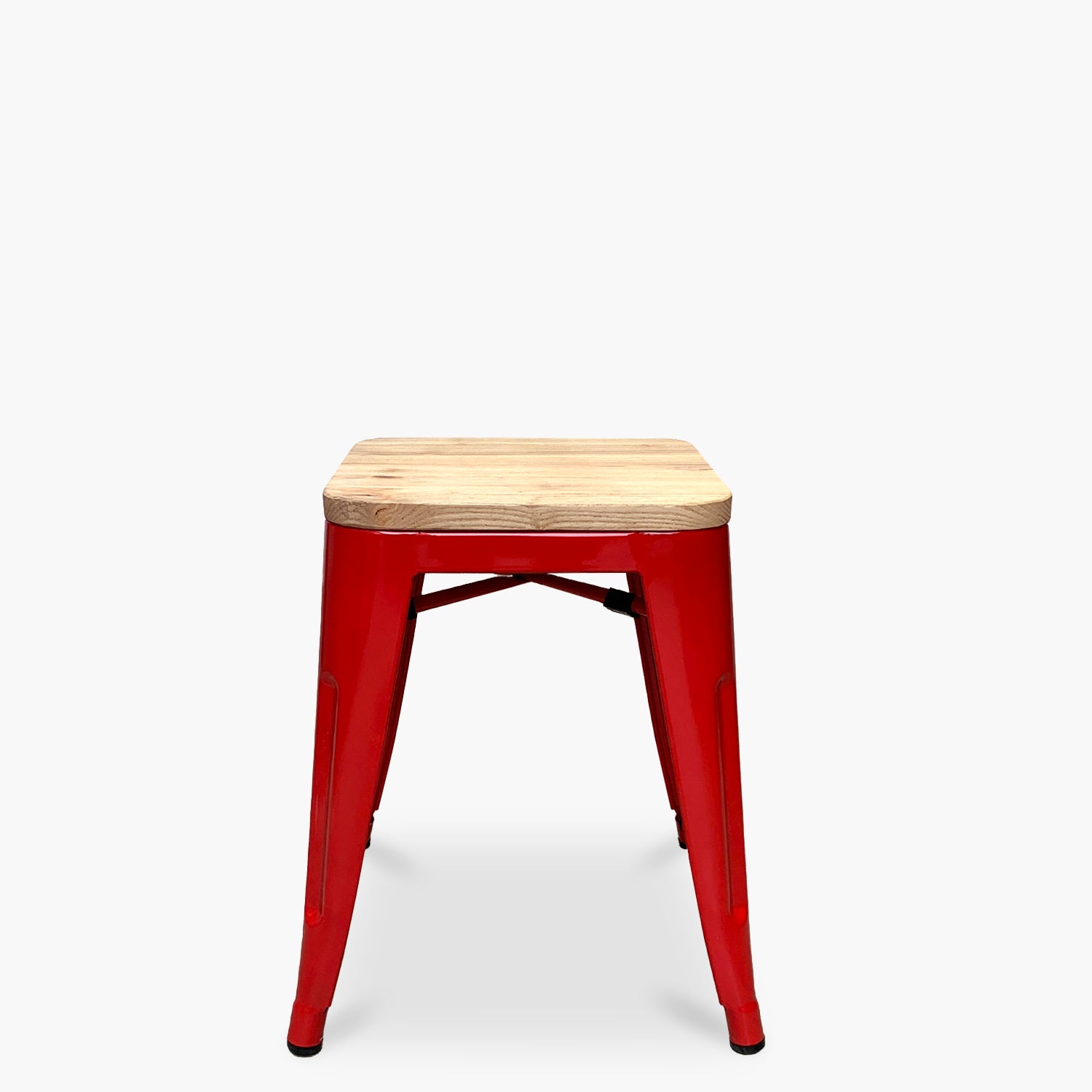 Piso Tolix Asiento Madera Rojo