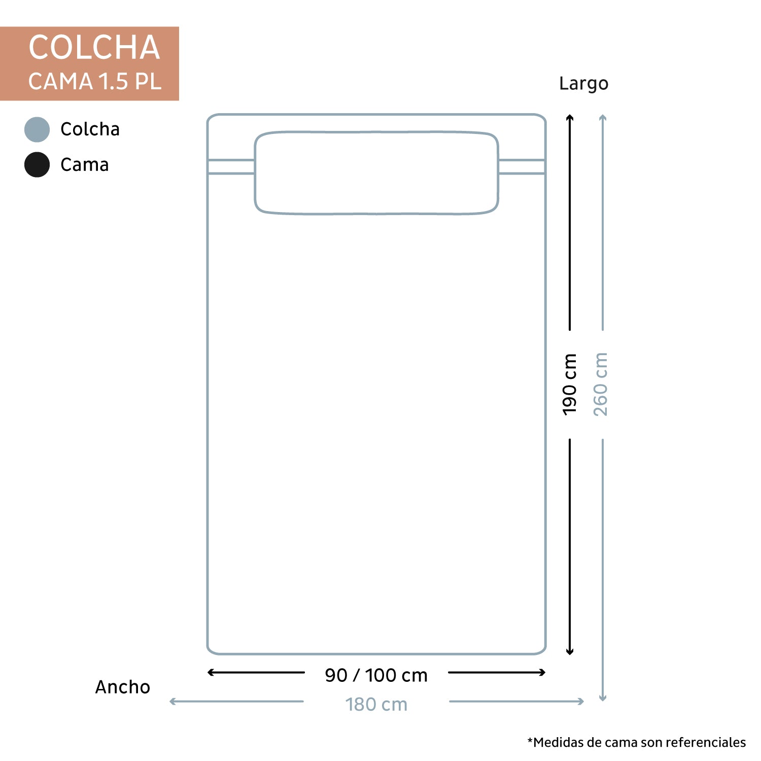 Cubrecama Lienzo 180x260 Crudo (cama 1 o 1 1/2 plazas)