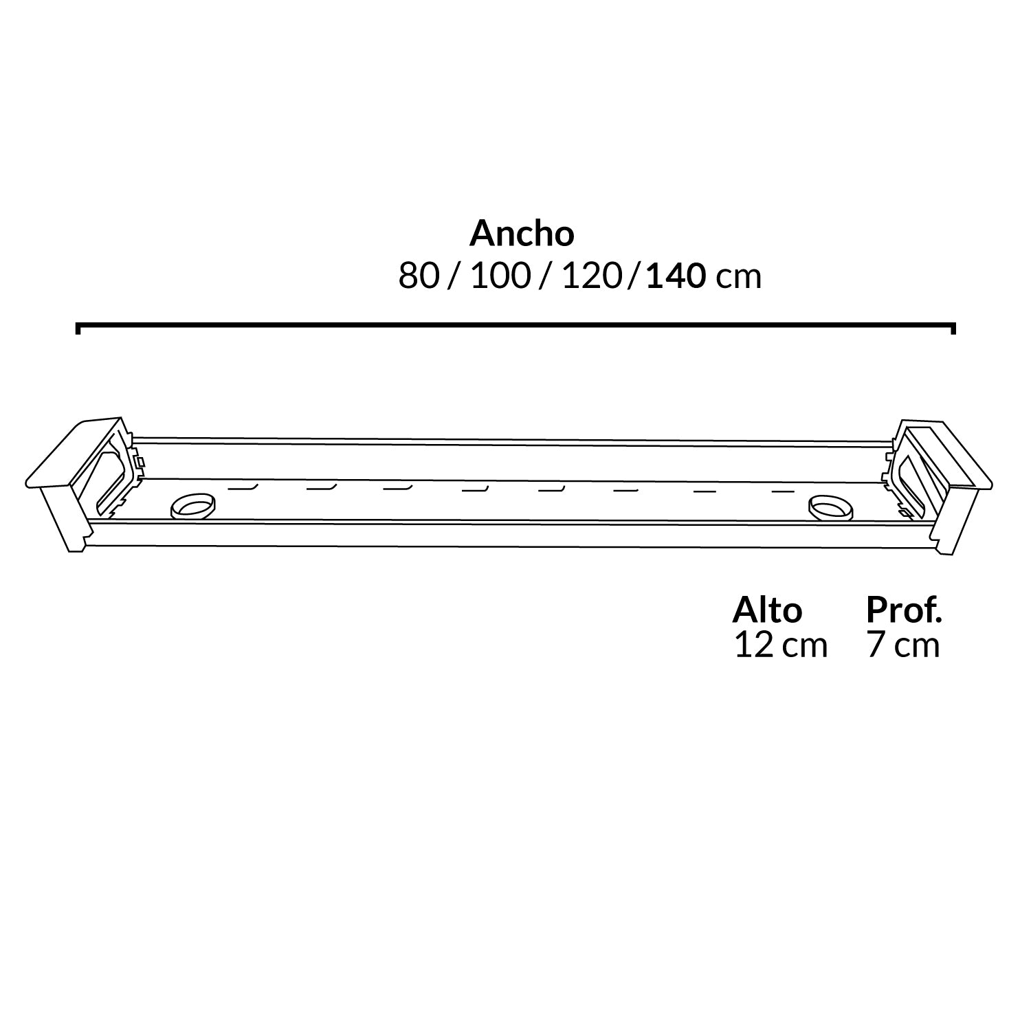 Bandeja Electrica 140 cm Blanco