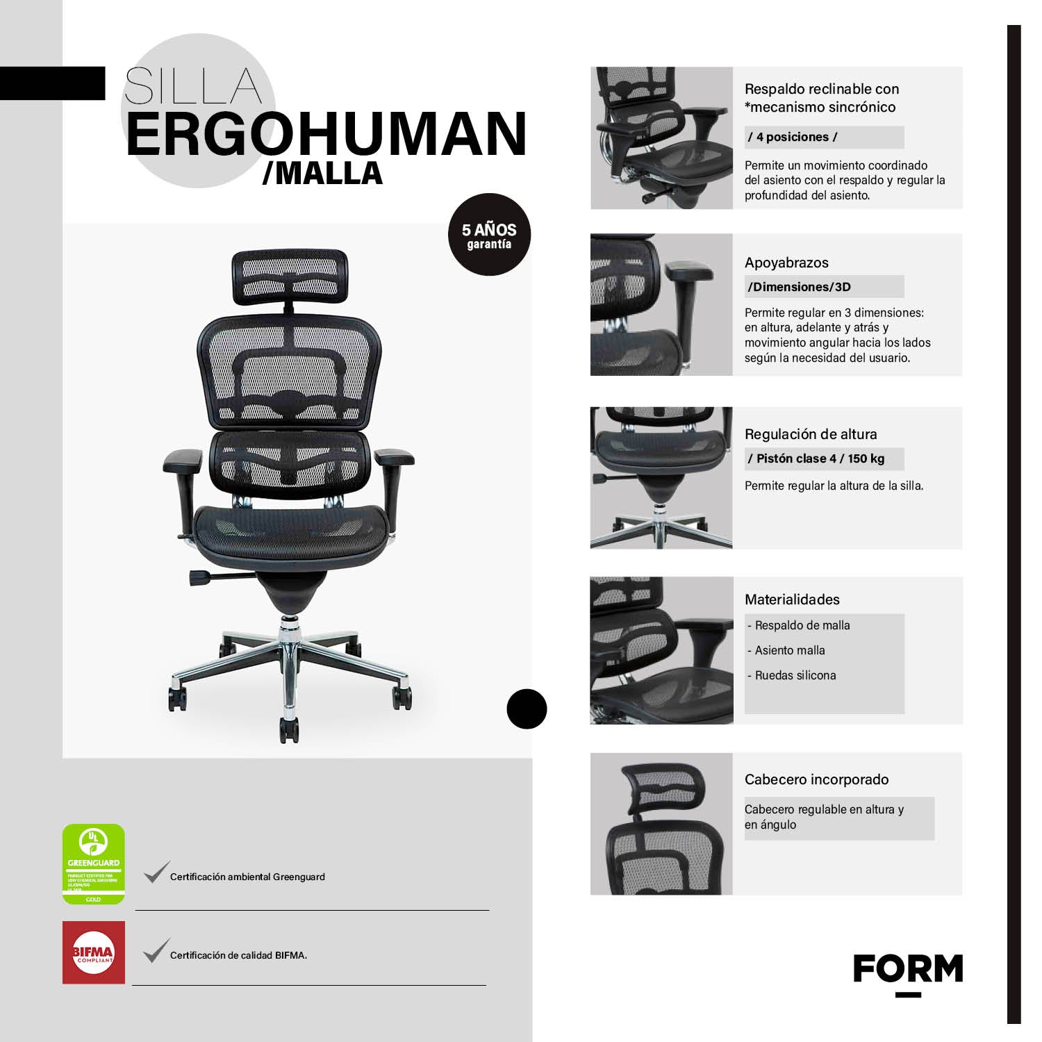 Silla Oficina Ergohuman Malla