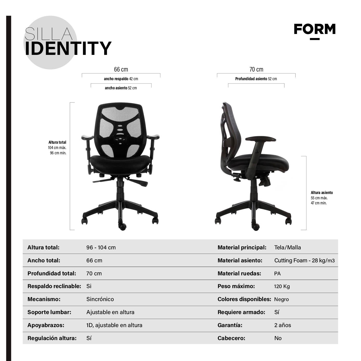 Silla Oficina Identity Base Nylon