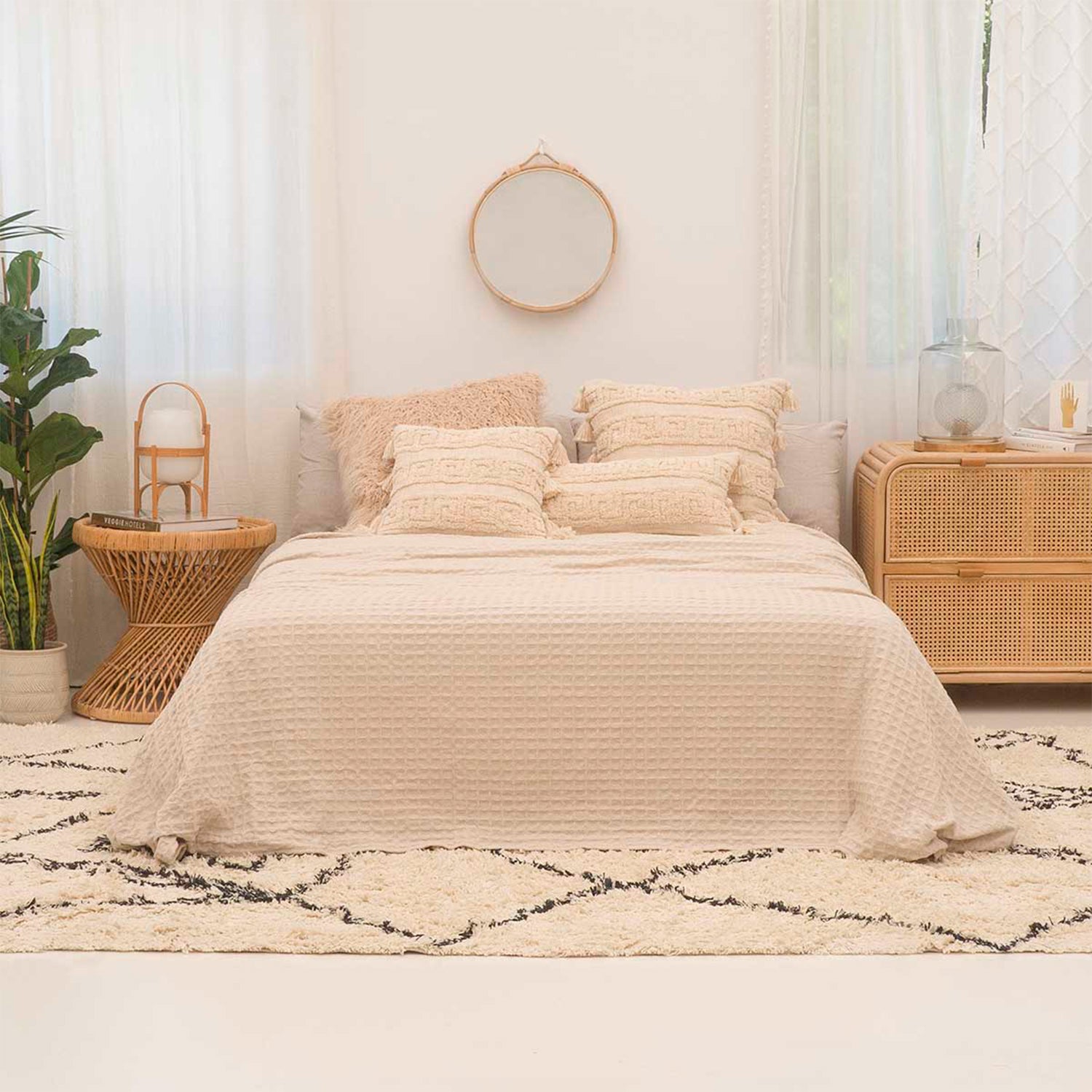 Cubrecama Panal 1 1/2 Plazas Natural