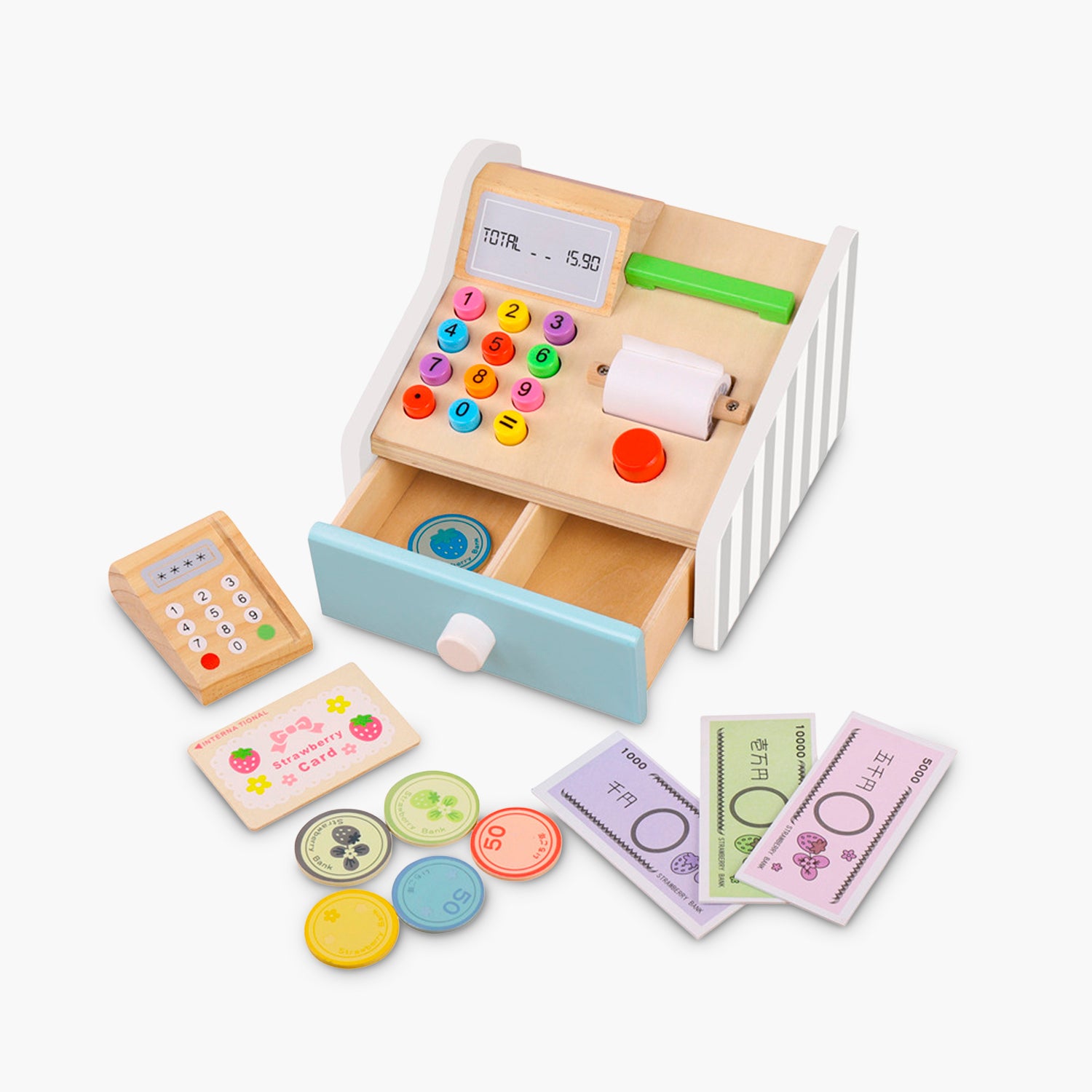 Caja Registradora Infantil de Madera Multicolor