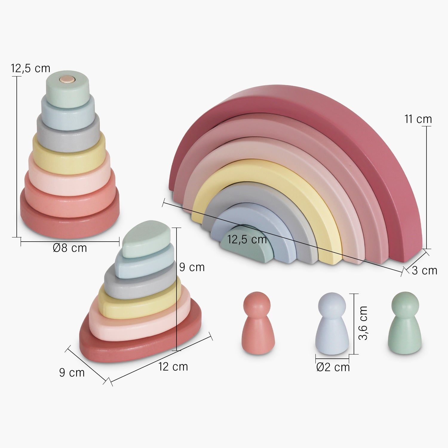 Figuras Apilables Infantil de Madera Rosado