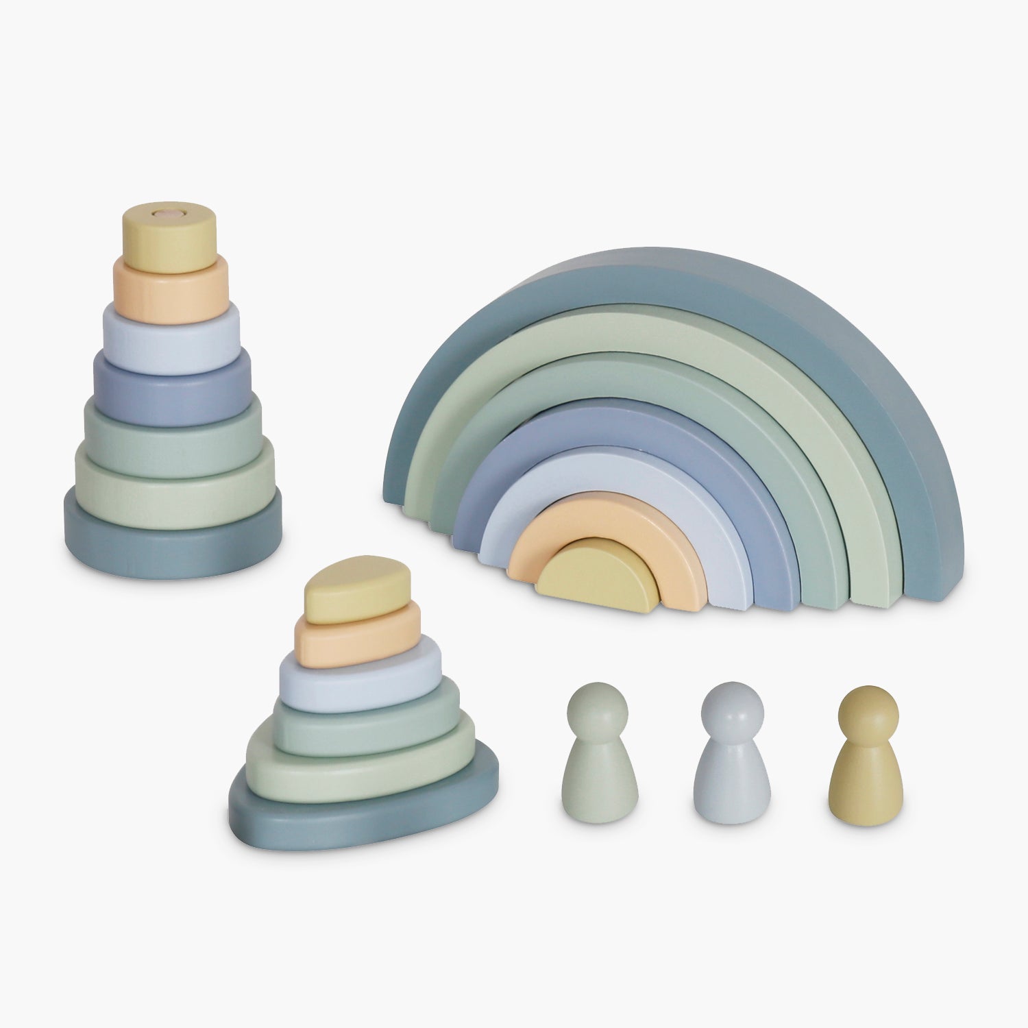 Figuras Apilables Infantil de Madera Celeste