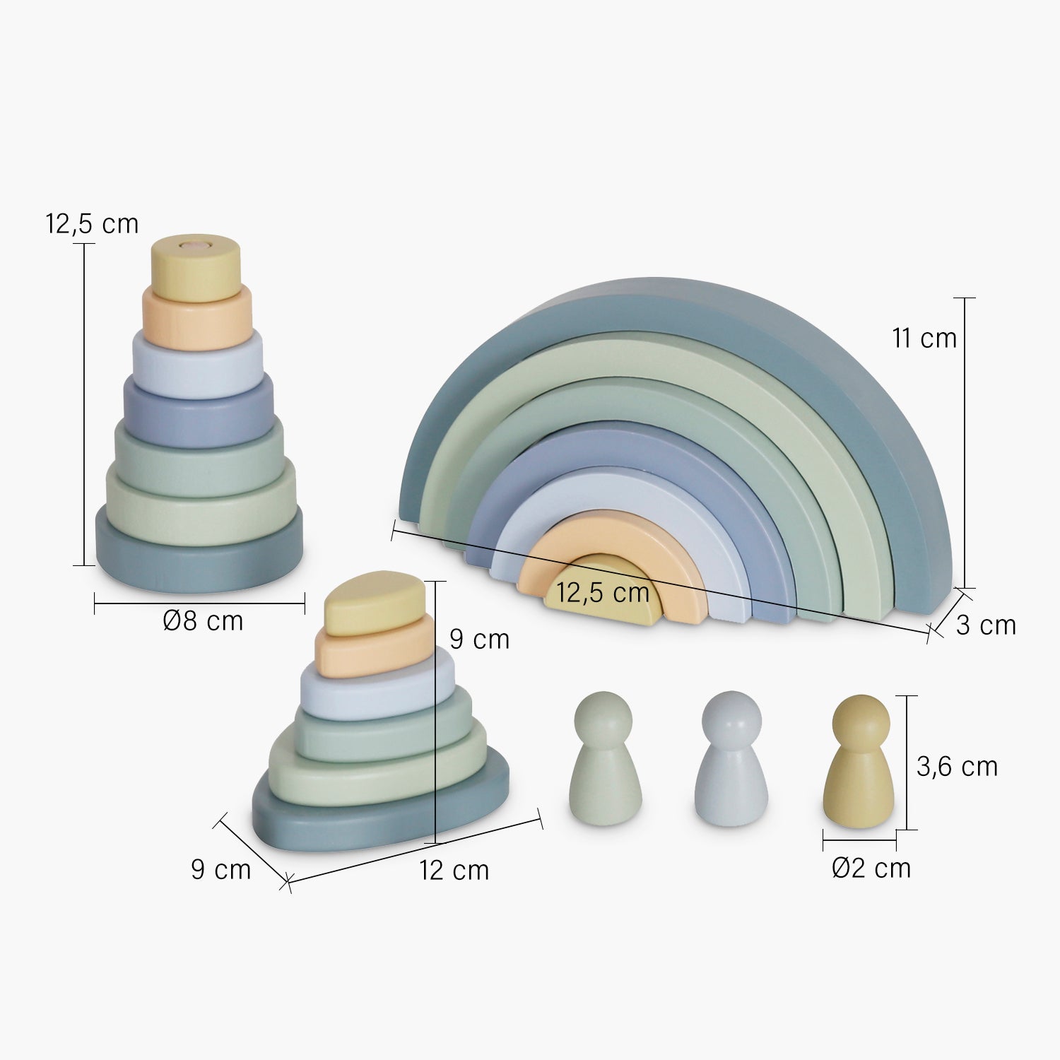 Figuras Apilables Infantil de Madera Celeste