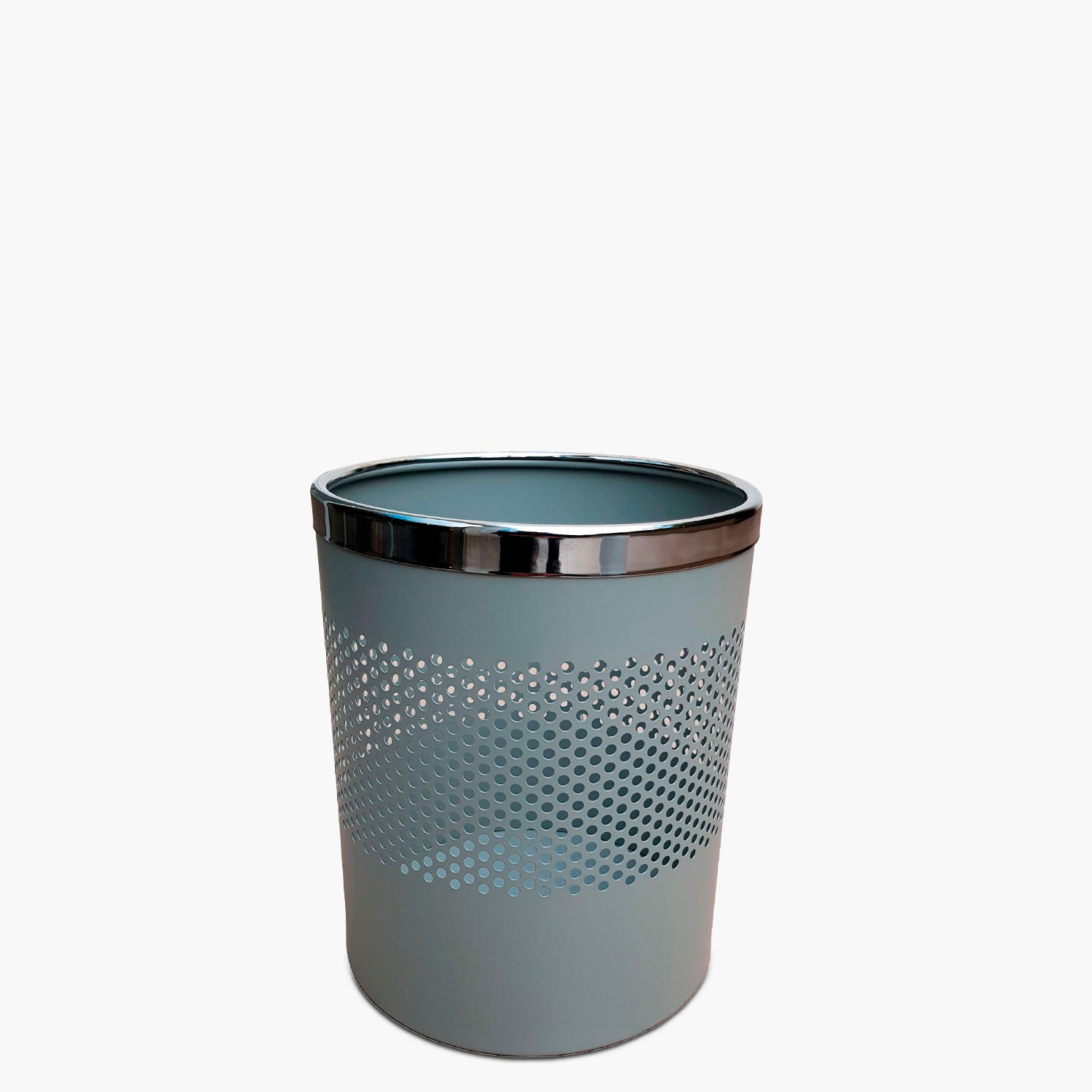 Basurero Metálico Gris Claro