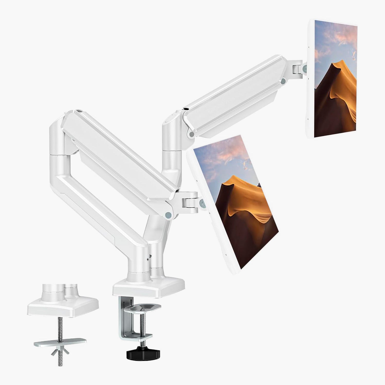 Soporte Monitor Escritorio Doble Blanco