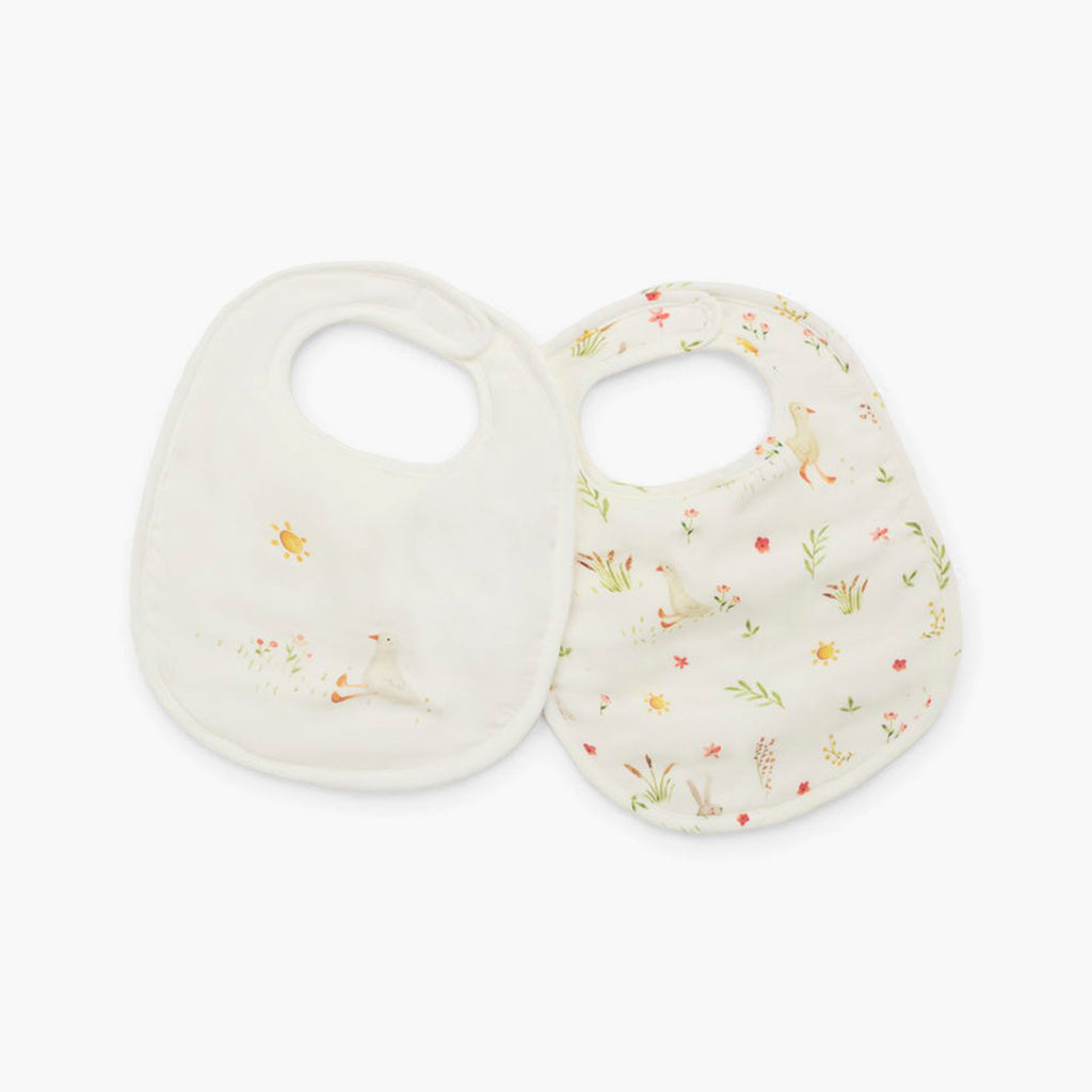 Set 2 Baberos Algodón Conejitos Blanco