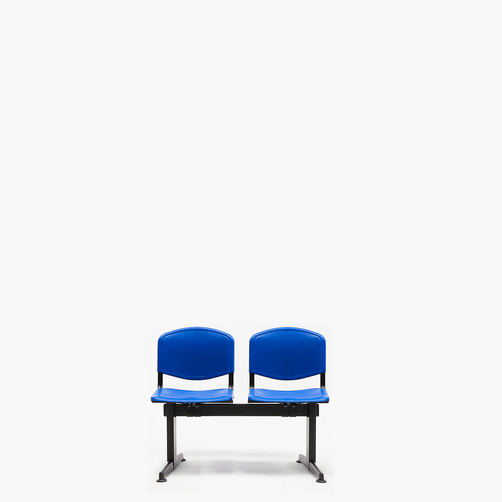 Banqueta Oficina Pata Recta ISO PP 2 Cuerpos Azul Base Negro