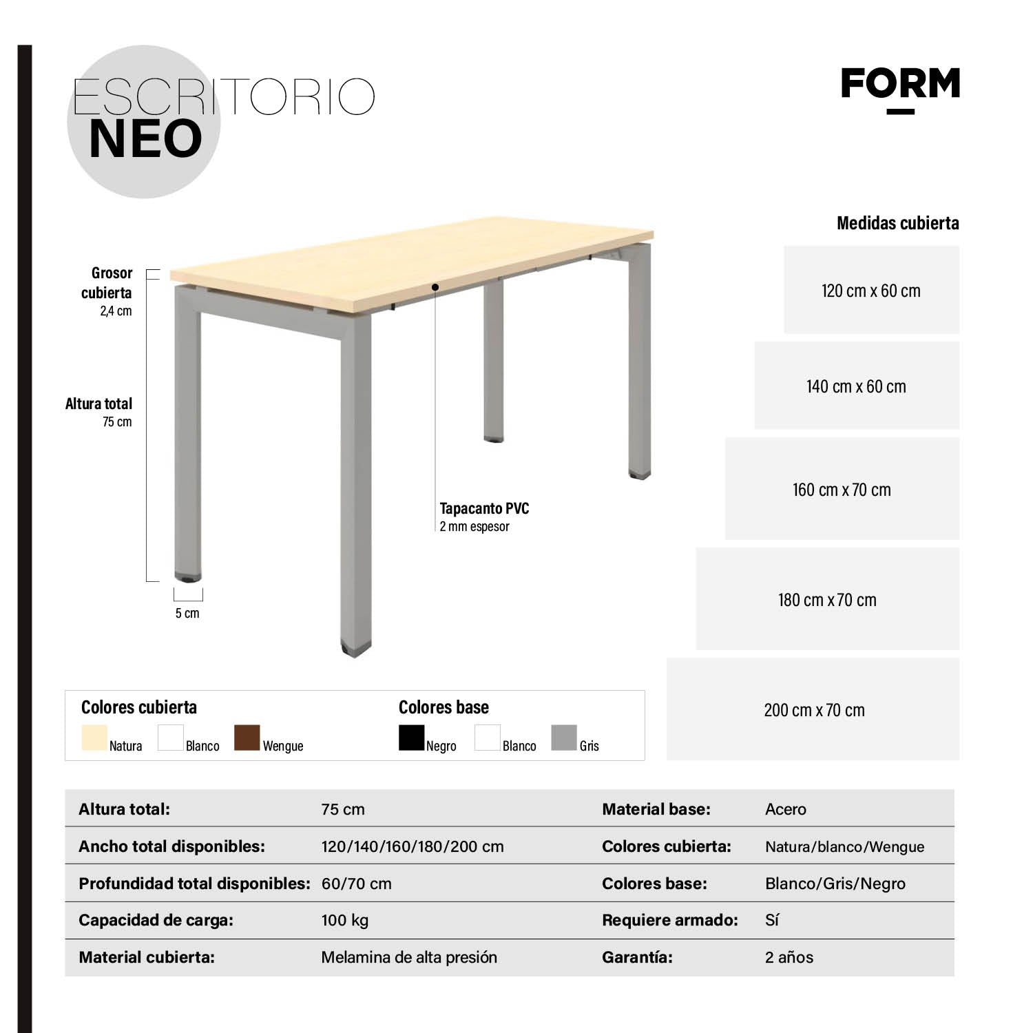 Escritorio Neo 160x70