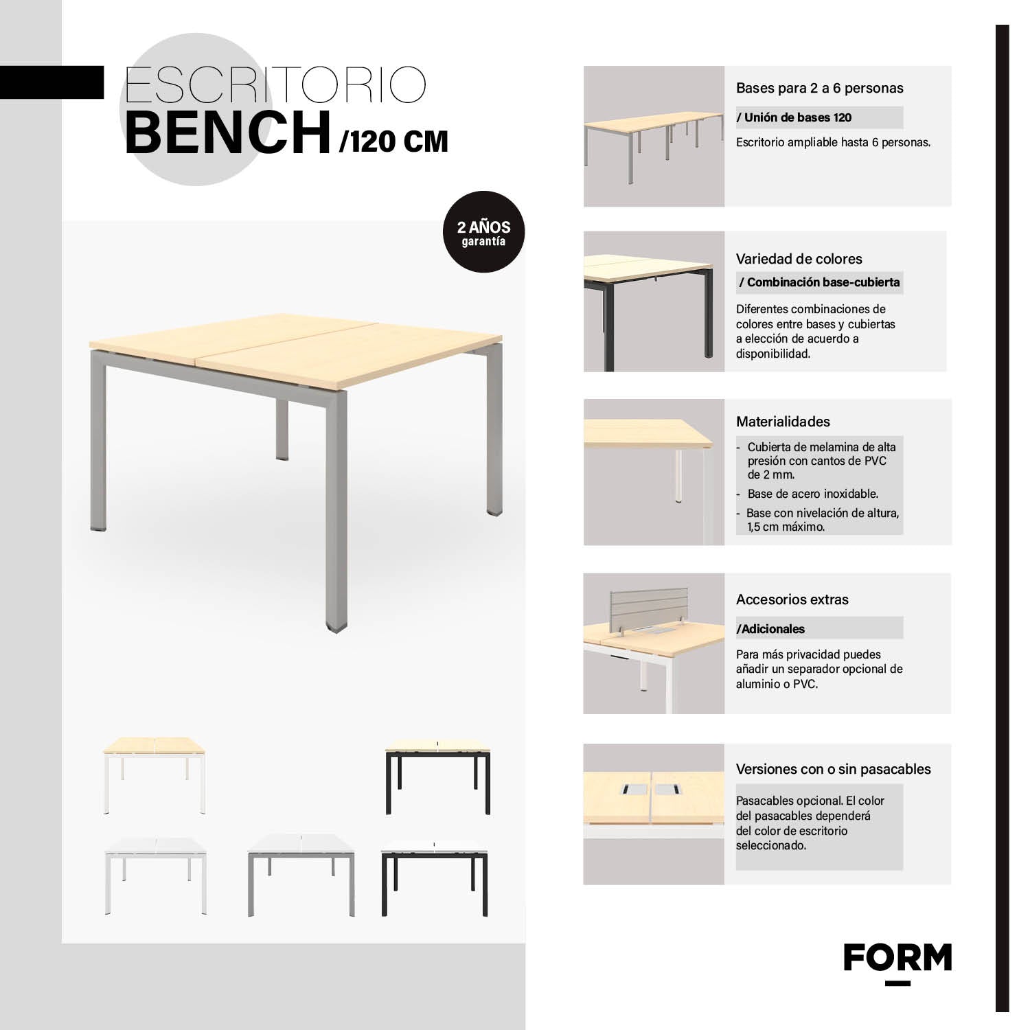 Escritorio Neo 120 Bench 2 pers