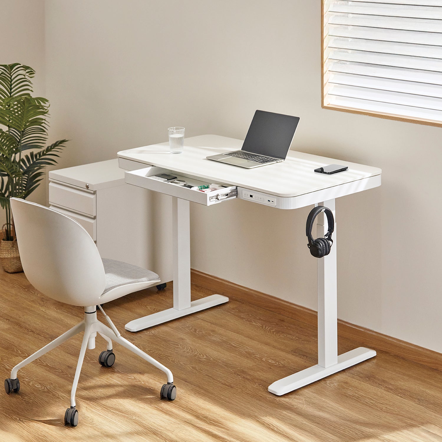 Escritorio Home Office Cosmo Eléctrico Pro Blanco 118x60