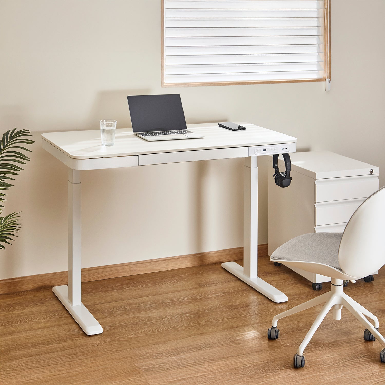 Escritorio Home Office Cosmo Eléctrico Pro Blanco 118x60