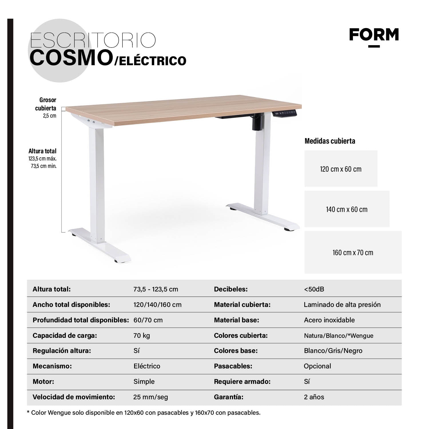 Escritorio Cosmo Eléctrico 160x70