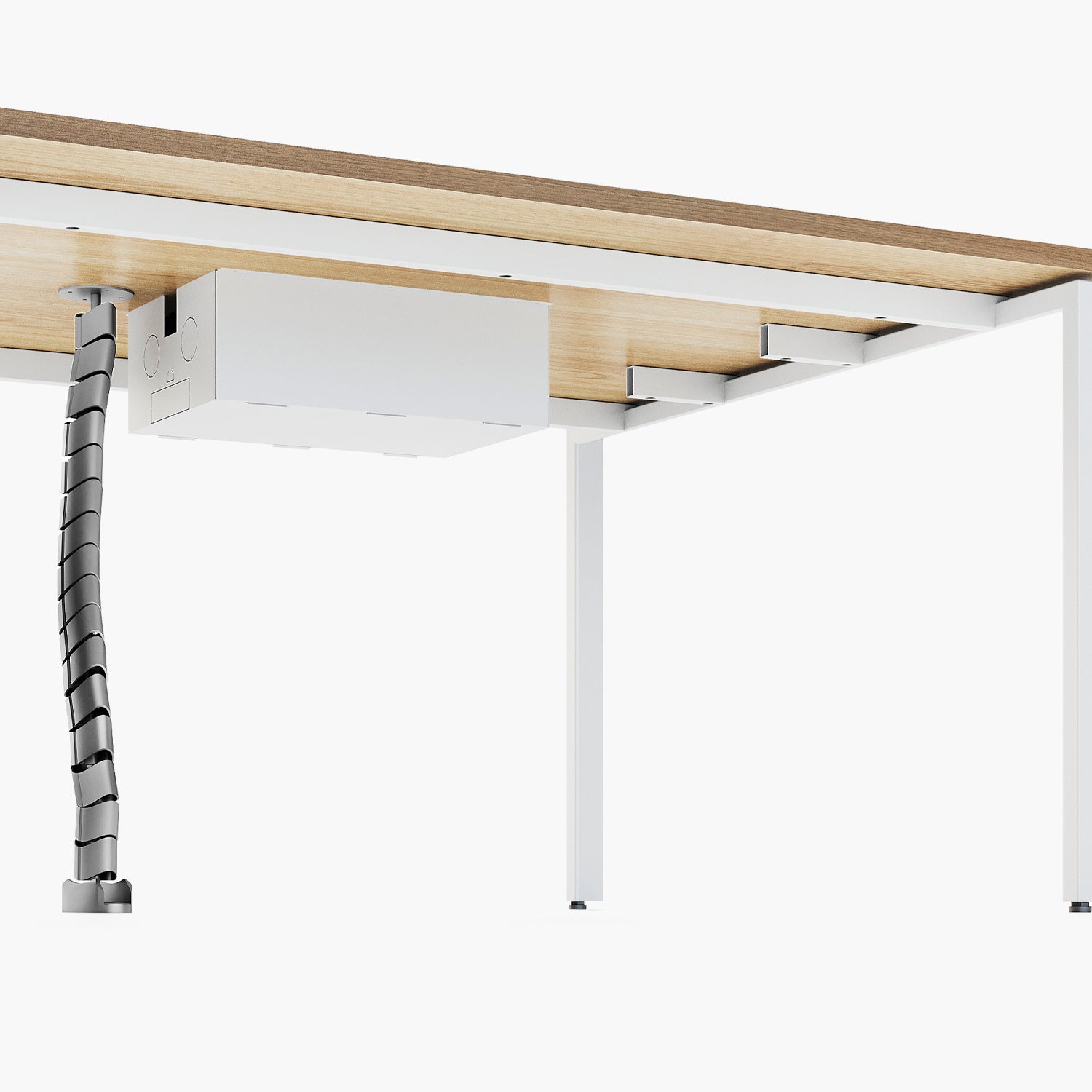 Escritorio Space con pasacables 120 Bench Natura/Blanco 2 pers
