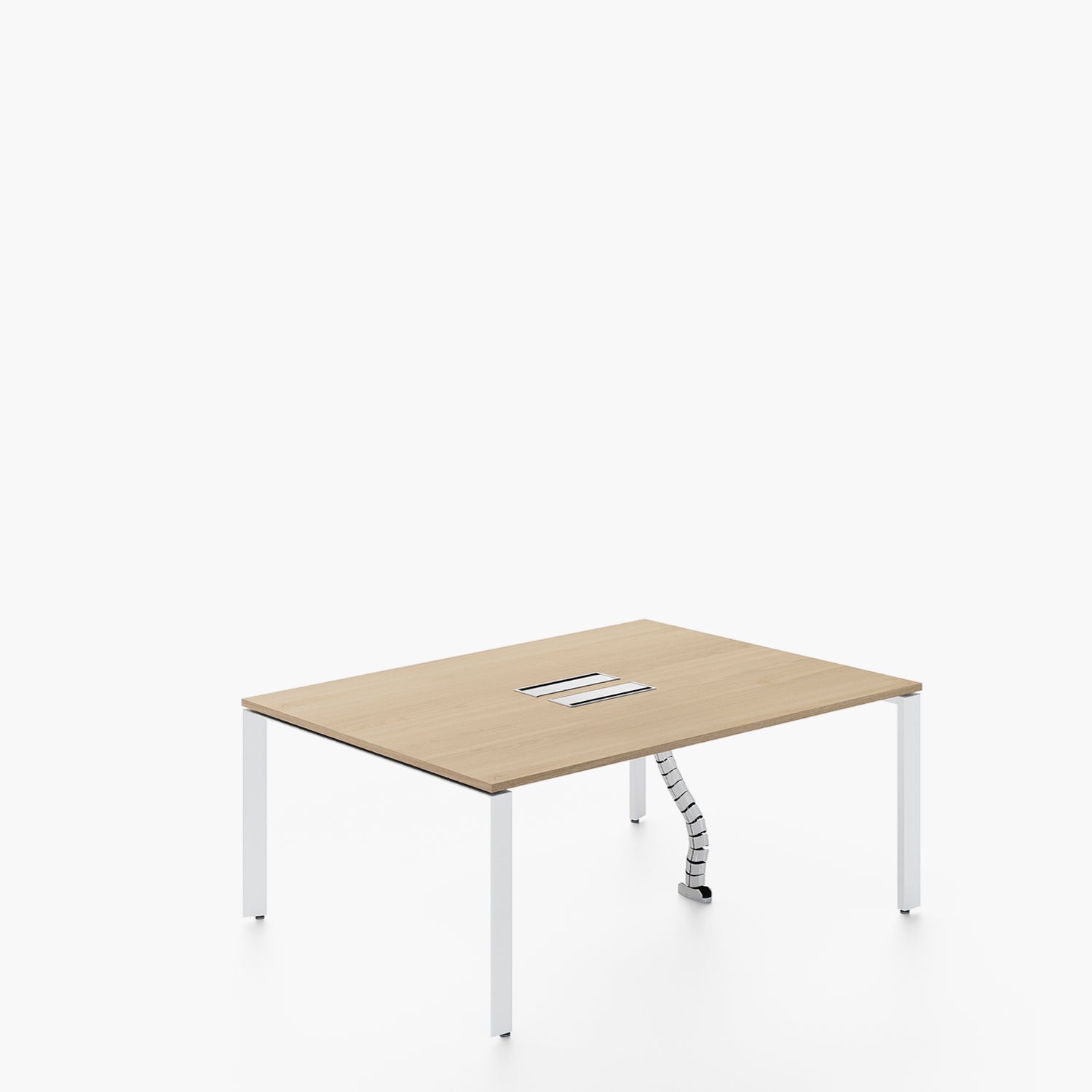 Escritorio Space con pasacables 140 Bench Natura/Blanco 2 pers