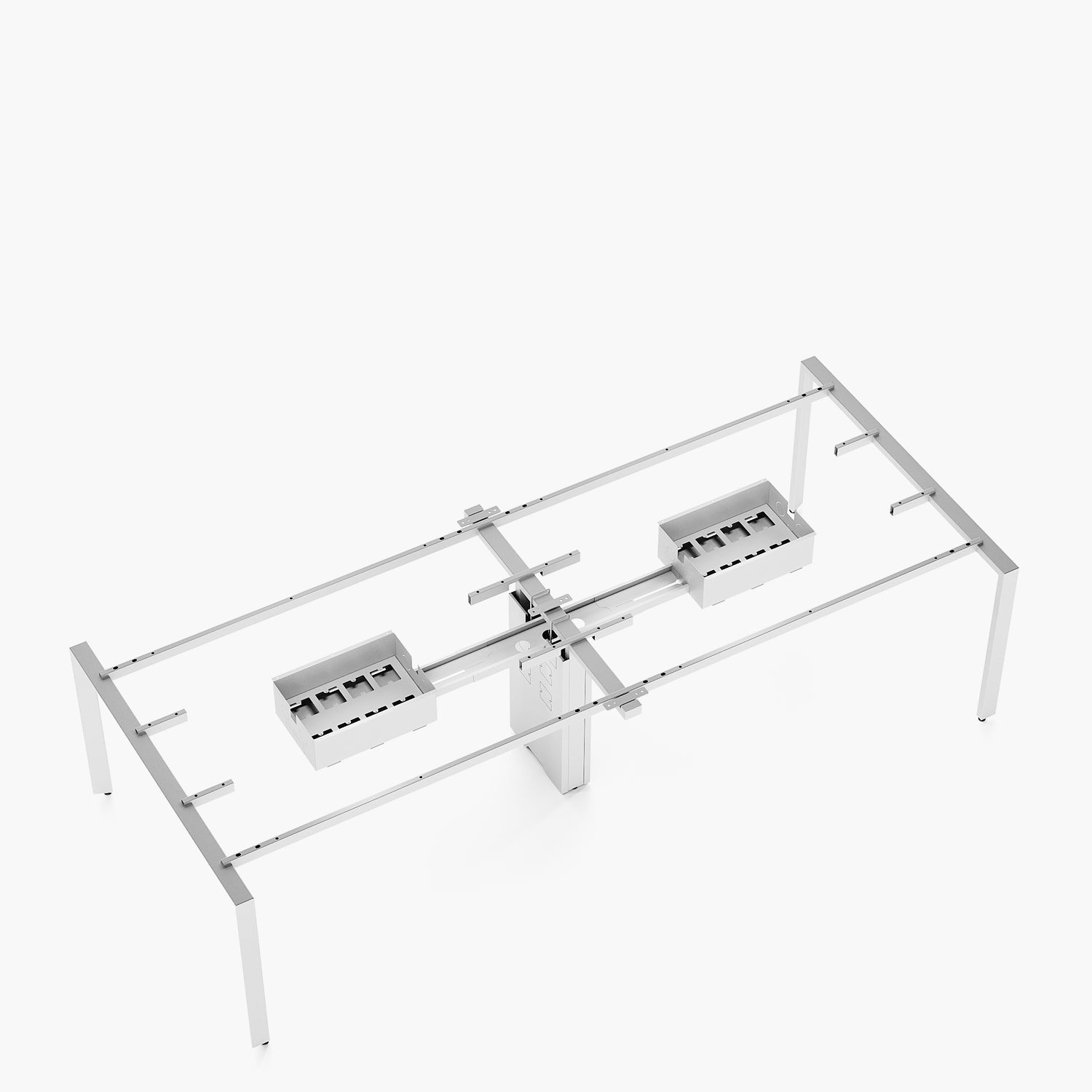 Escritorio Space con pasacables 140 Bench Blanco/Blanco 4 pers