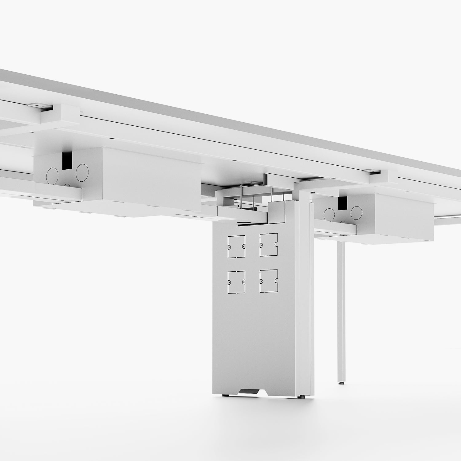 Escritorio Space con pasacables 140 Bench Blanco/Blanco 4 pers