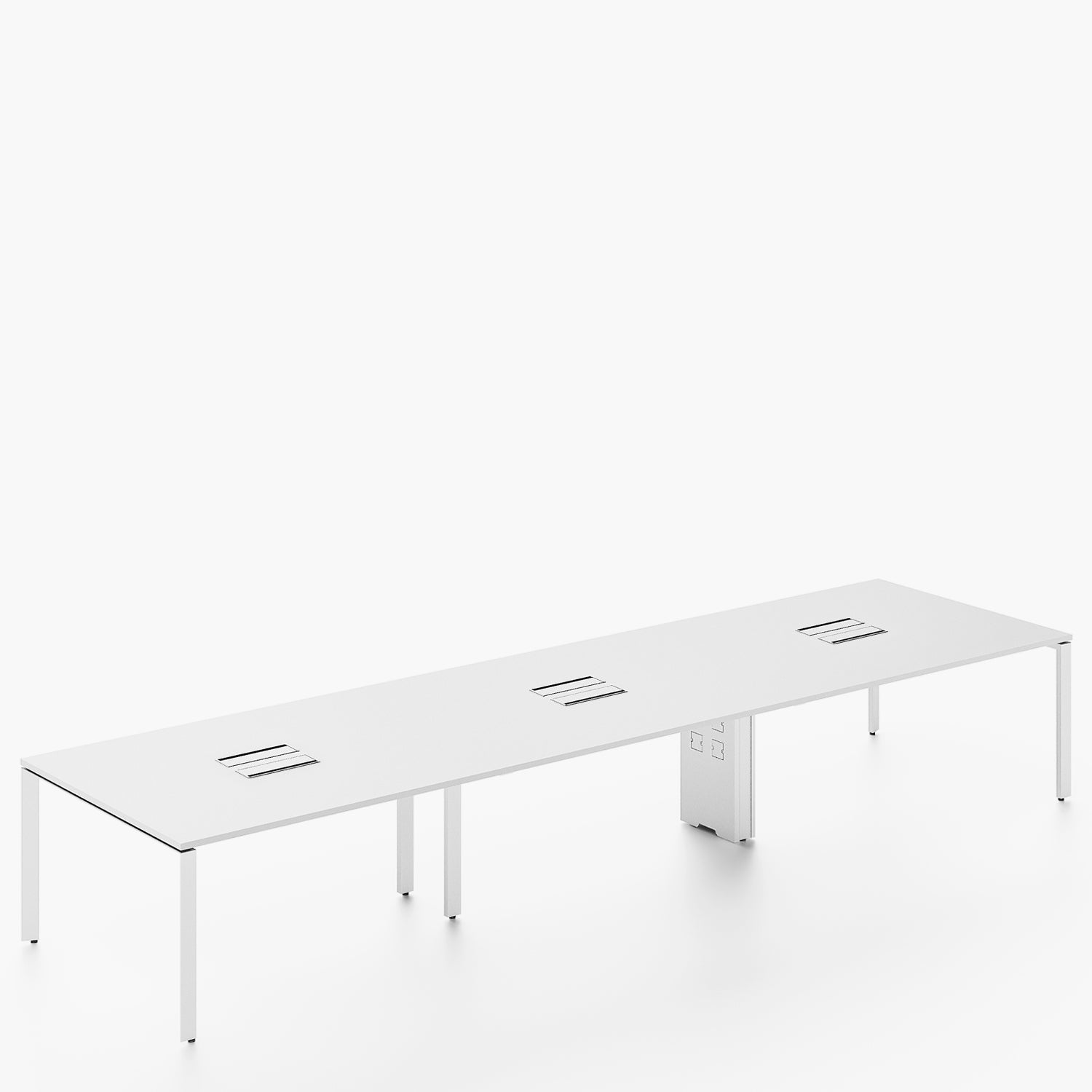Escritorio Space con pasacables 140 Bench Blanco/Blanco 6 pers