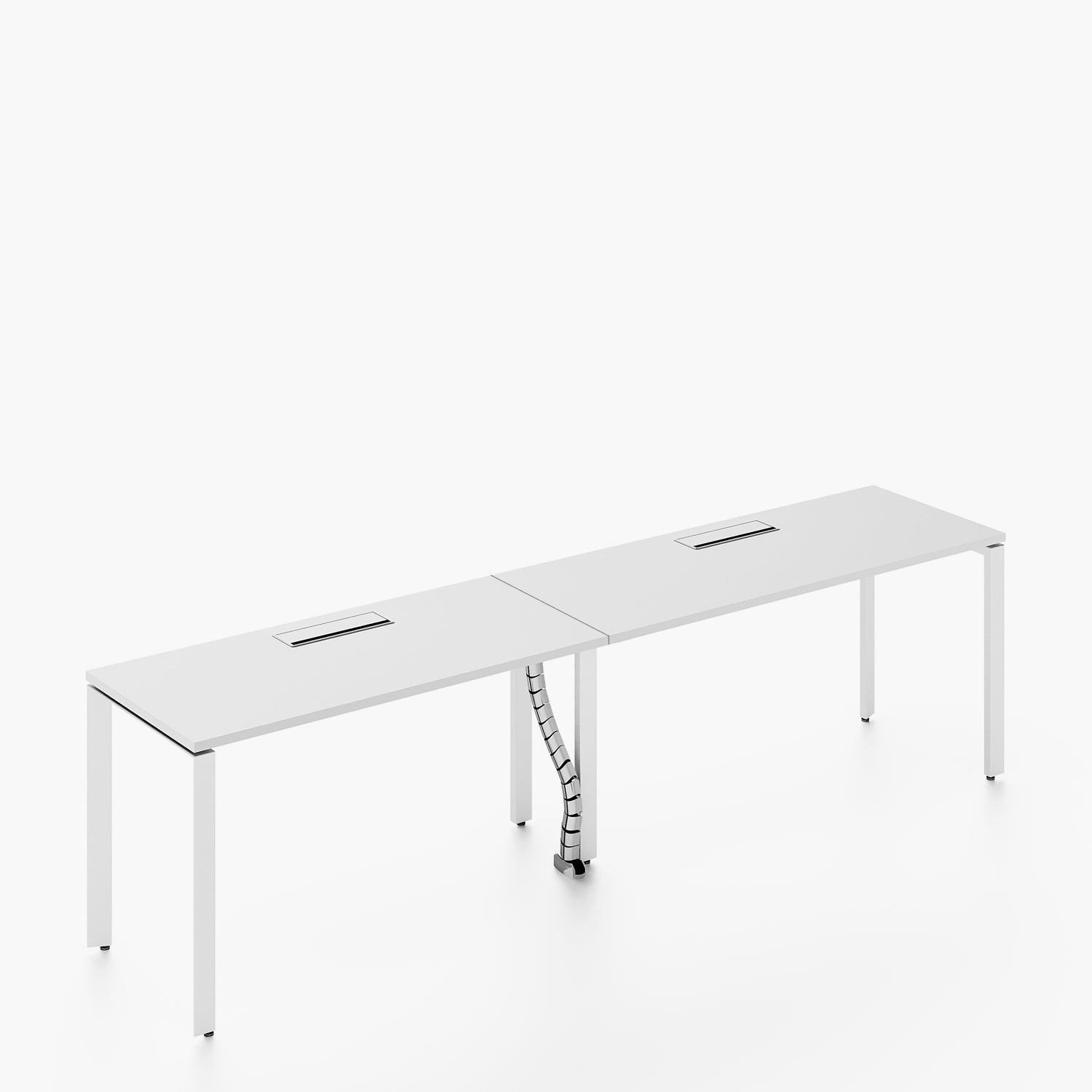 Escritorio Space con pasacables 120 Bench Lineal Blanco/Blanco 2 pers